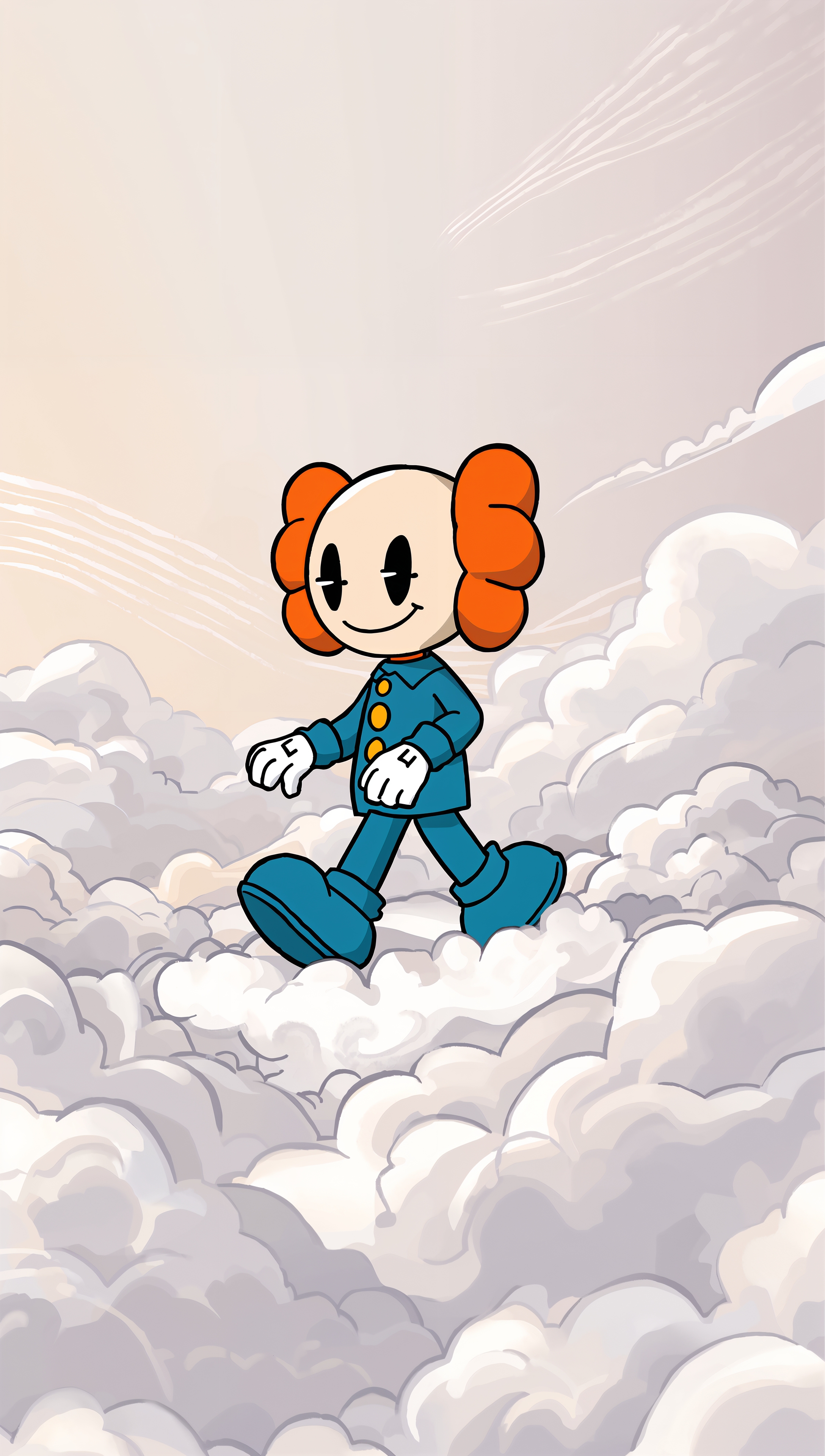 Kaws iPhone wallpaper – walking in dreamy clouds