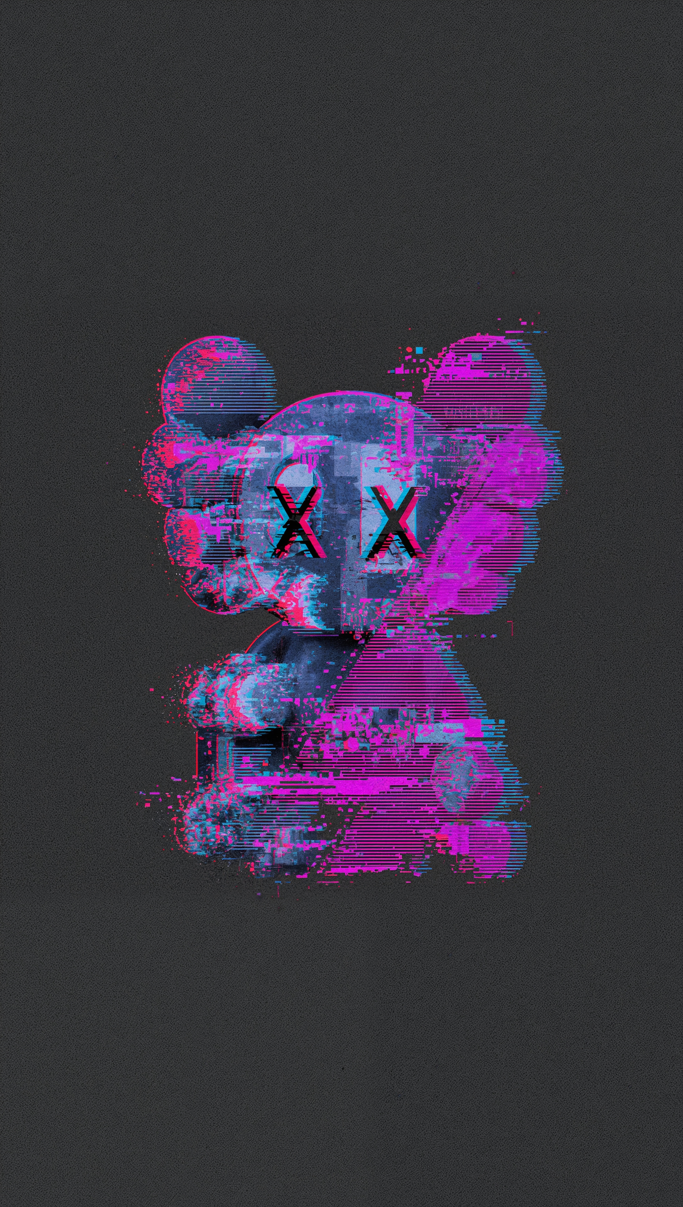 Kaws iPhone wallpaper – glitch digital effects