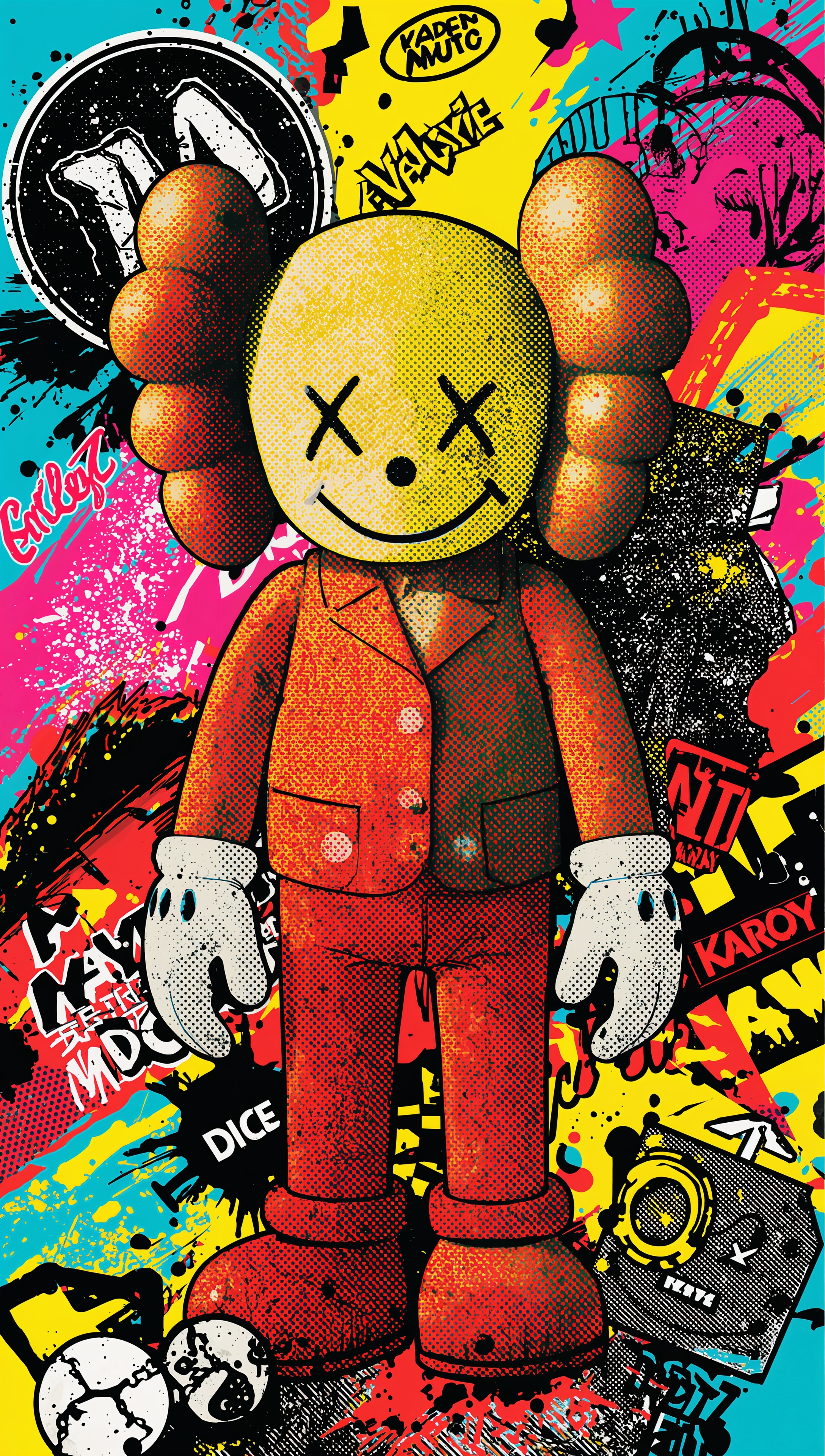 Kaws iPhone wallpaper – pop art collage
