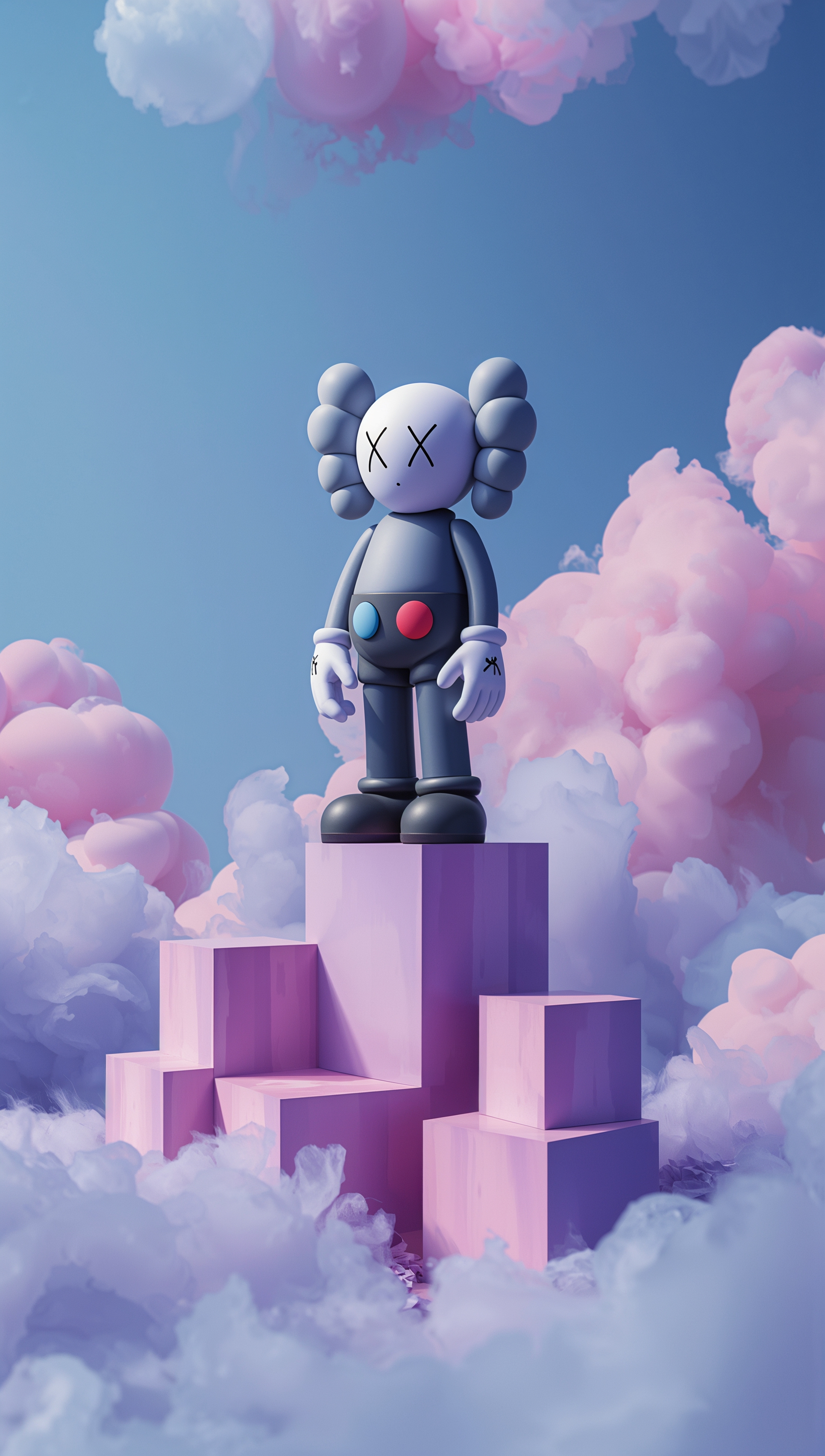 Kaws iPhone wallpaper – floating cubes abstract