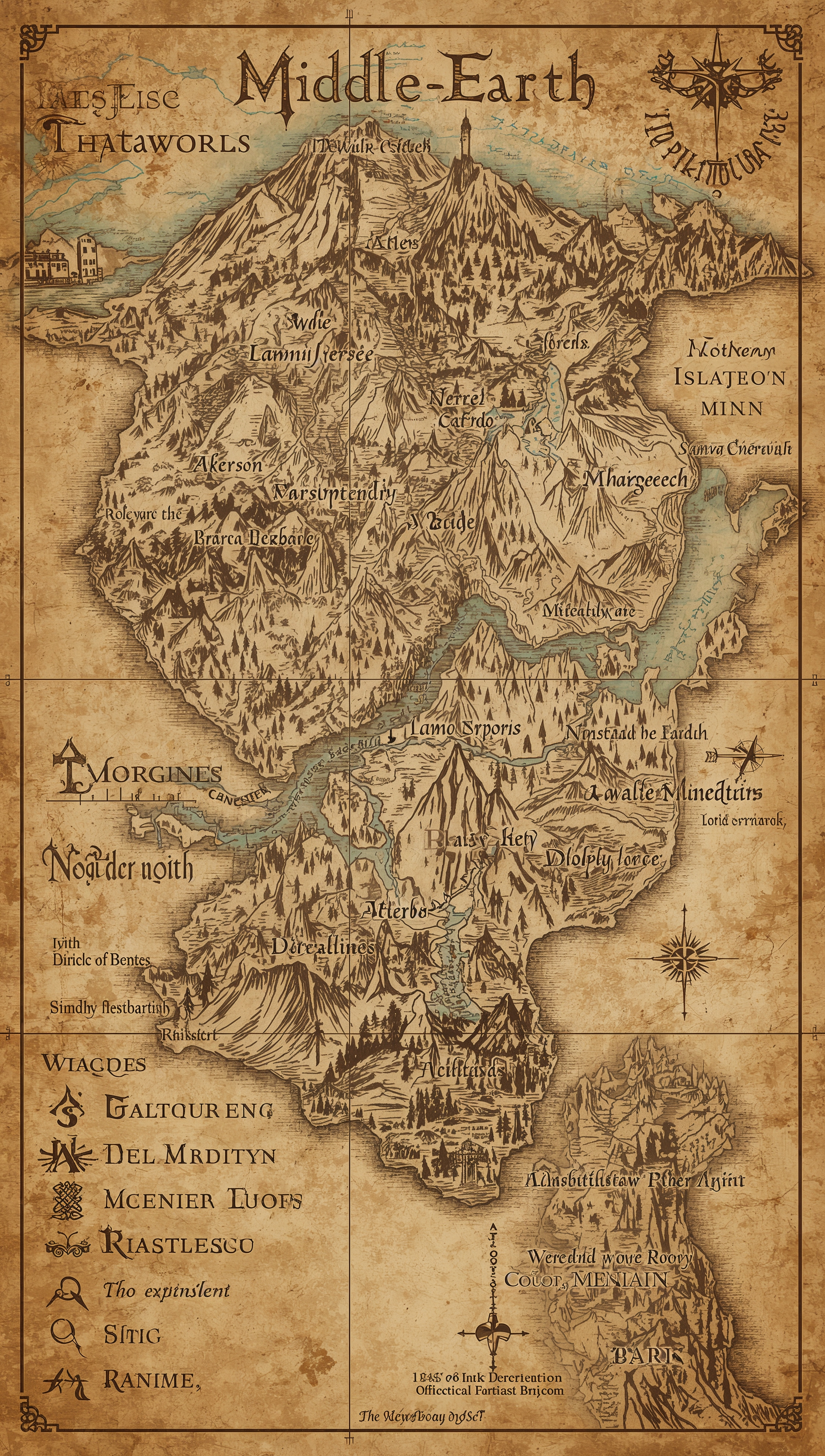 Lord of the Rings – Middle-earth map iPhone wallpaper