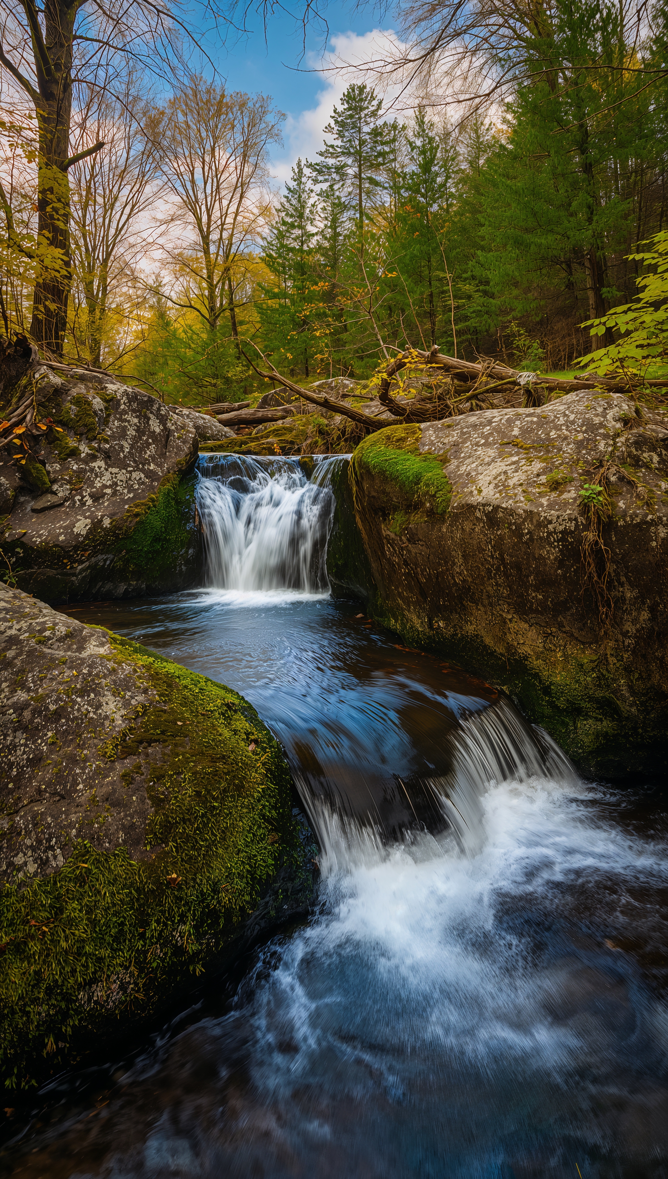May iPhone wallpaper – spring mountain waterfall