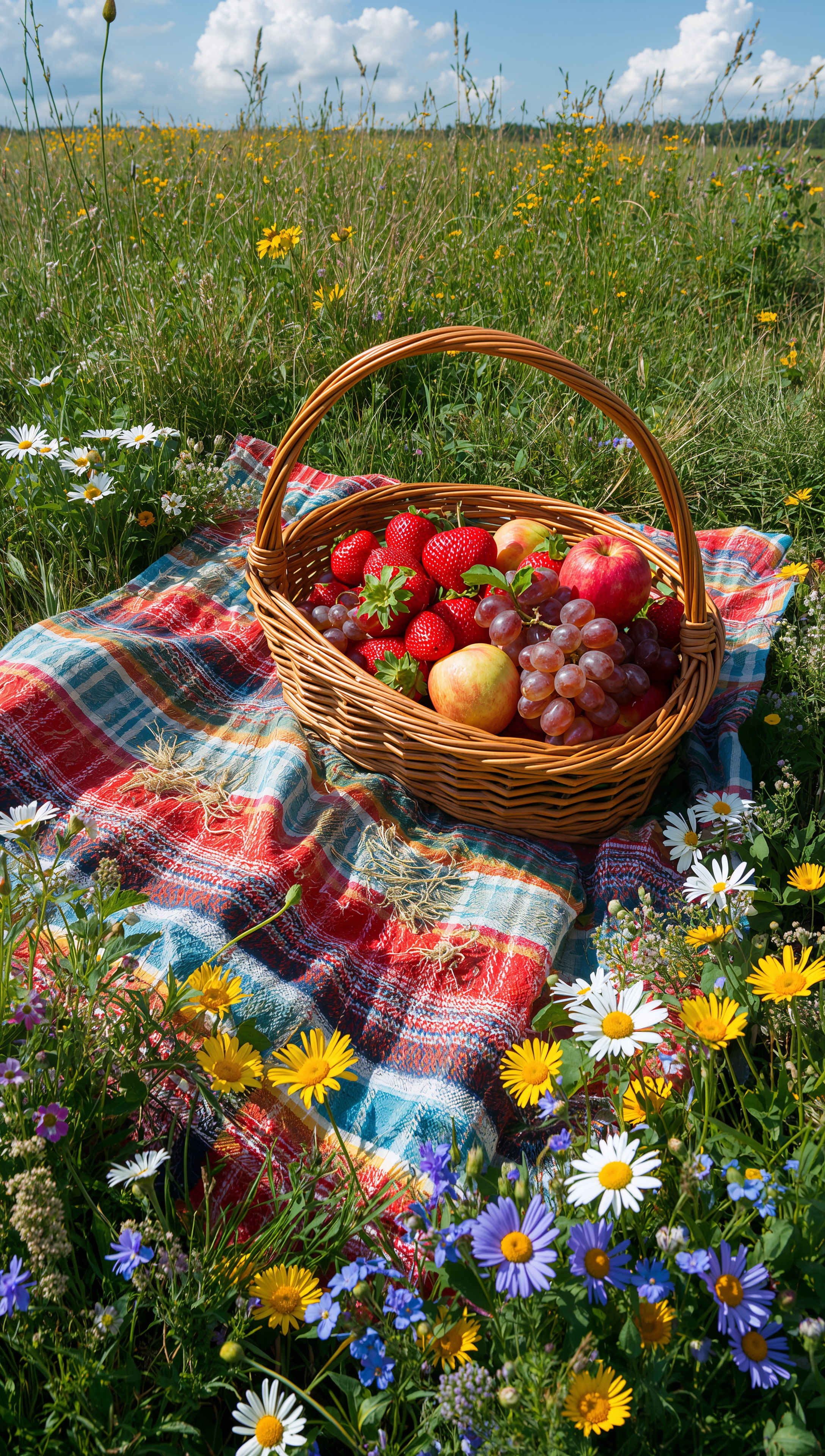 May iPhone wallpaper – picnic with flowers in spring