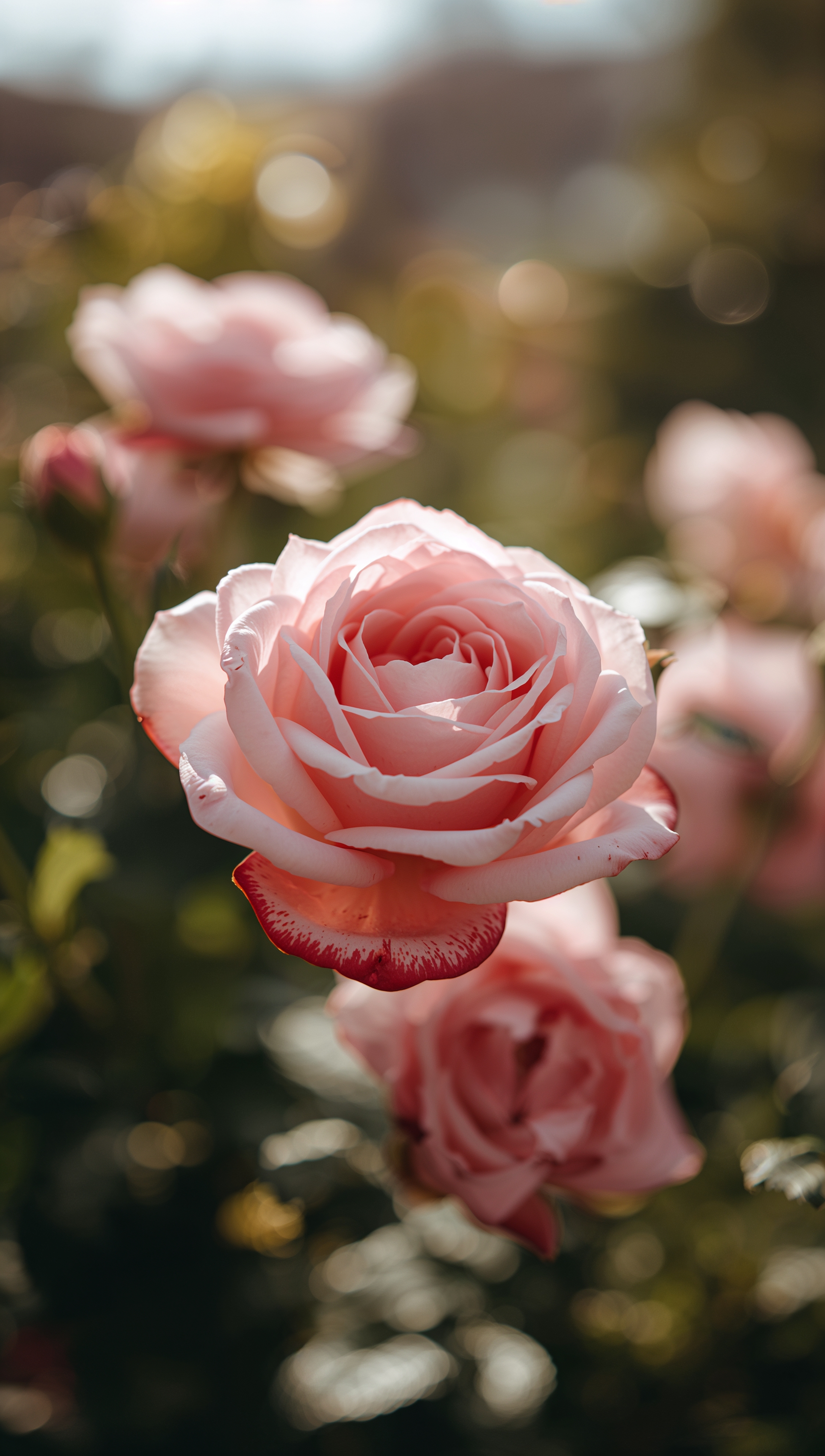 May iPhone wallpaper – blooming roses in spring garden