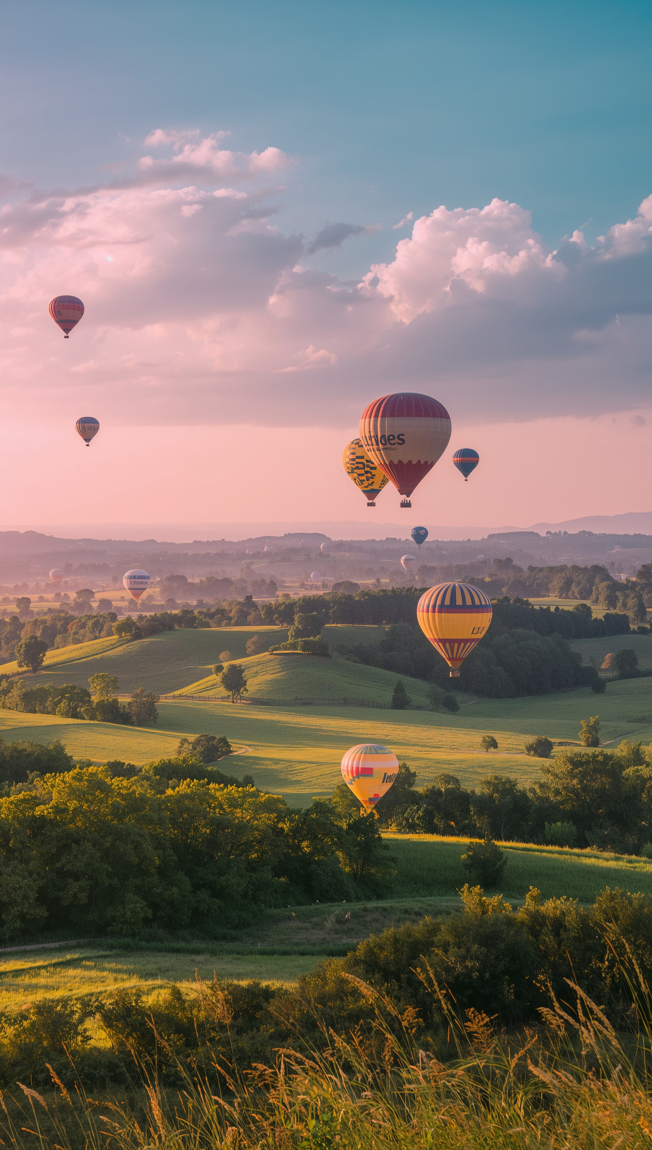 May iPhone wallpaper – hot air balloons in spring sunrise