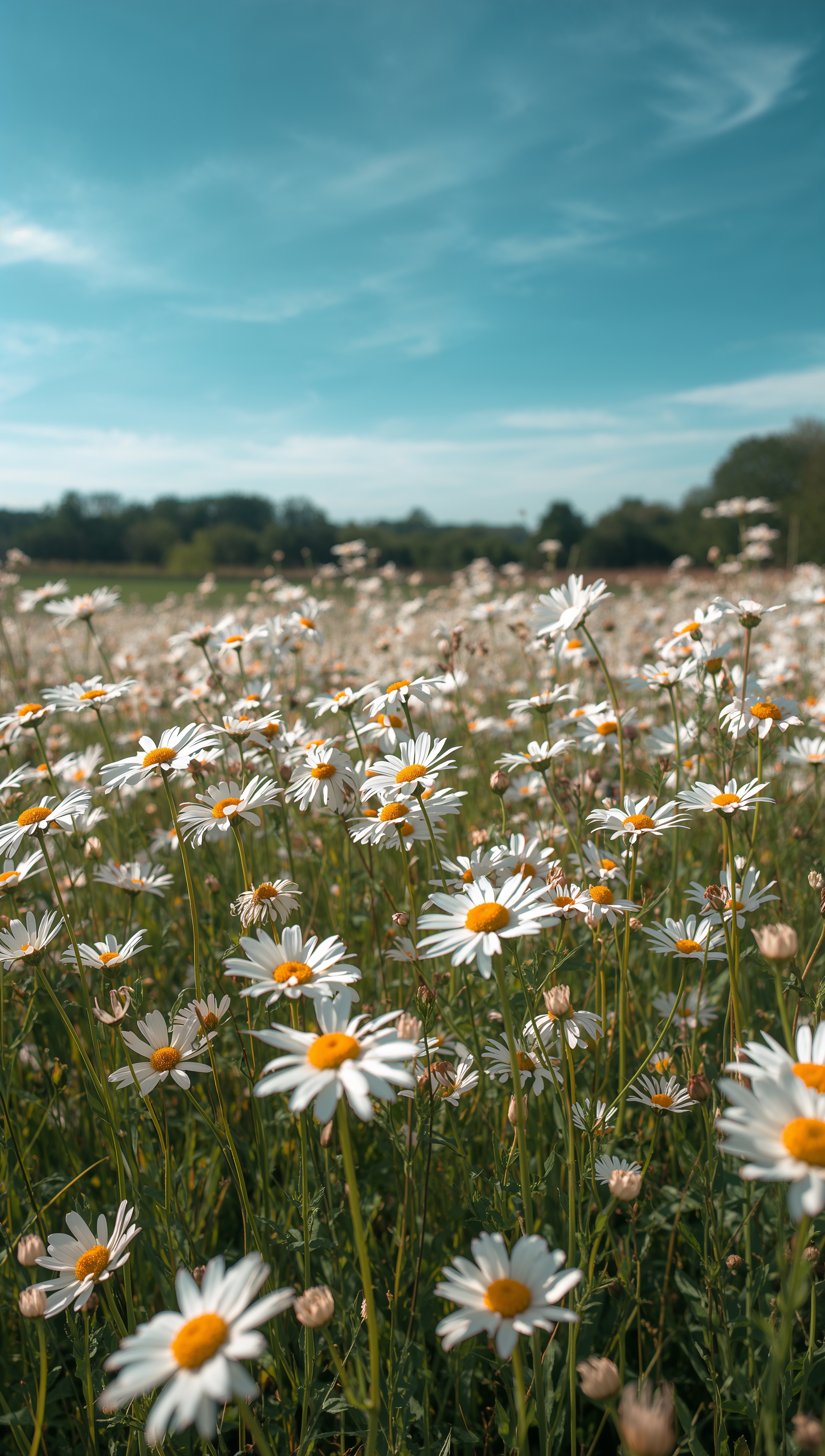 May iPhone wallpaper – daisies in spring sunshine