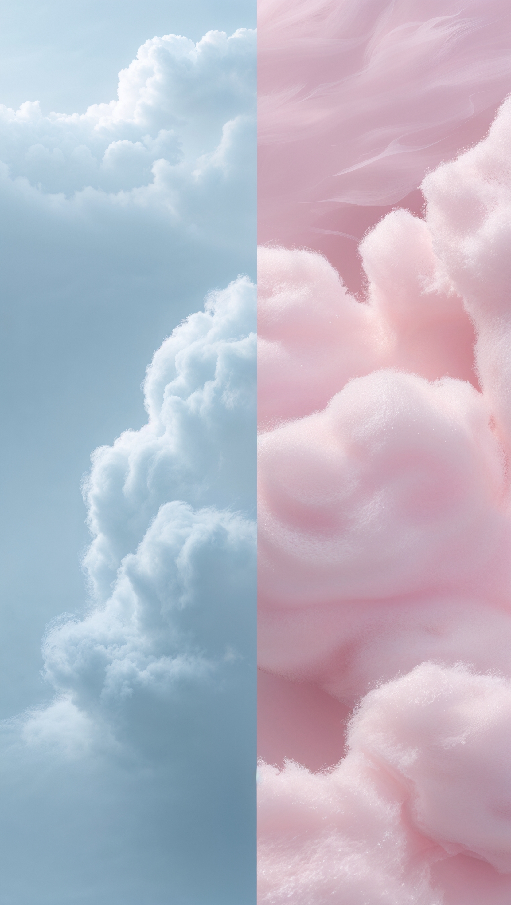 Vertical split layout: left pastel blue, right pastel pink, smooth tone