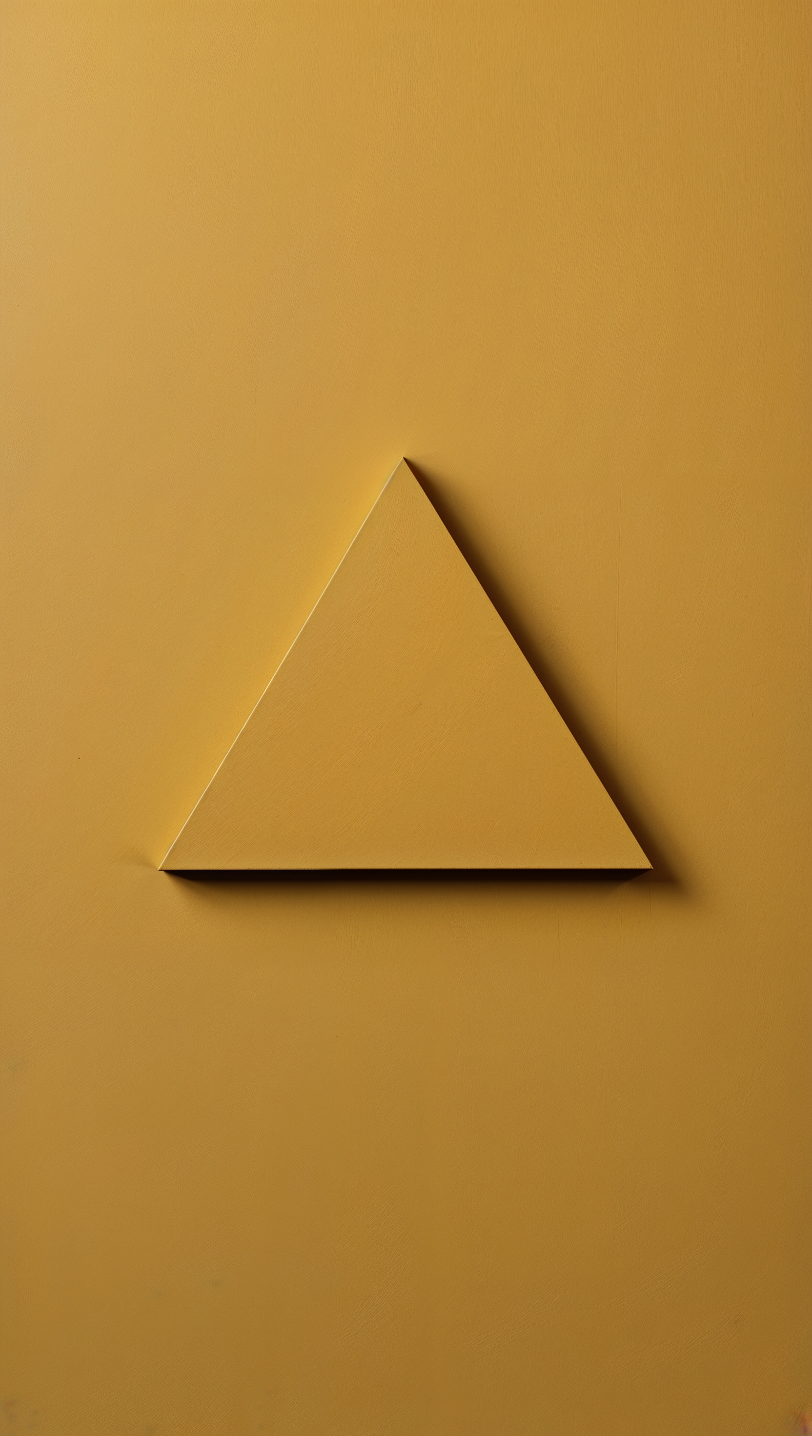 Single small triangle in center of solid mustard yellow background