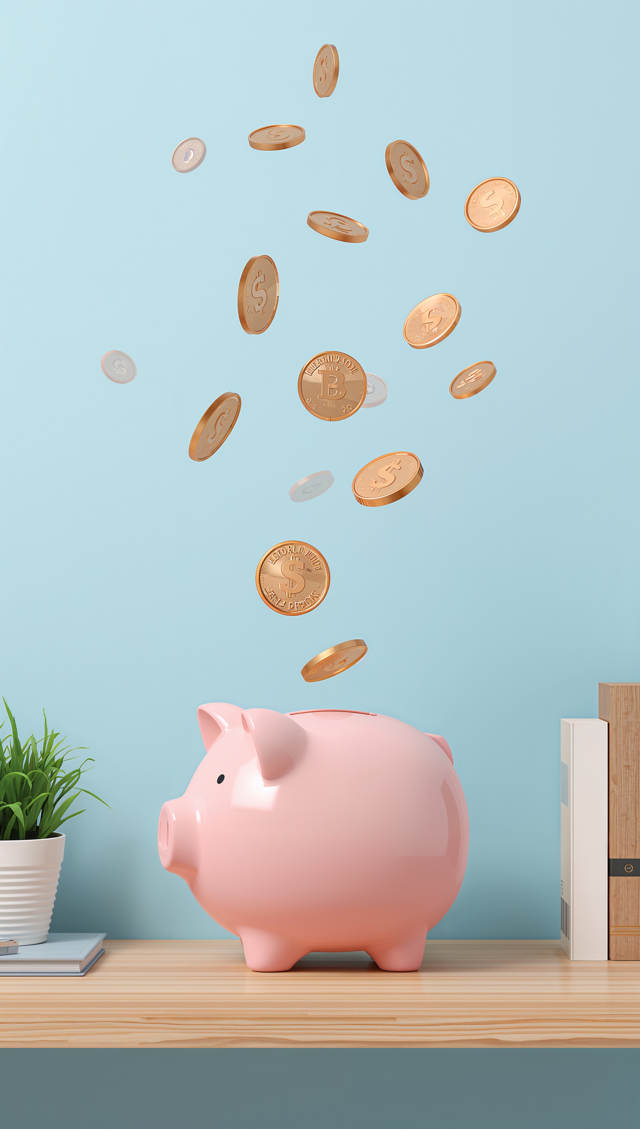 Money iPhone wallpaper – coins falling into piggy bank