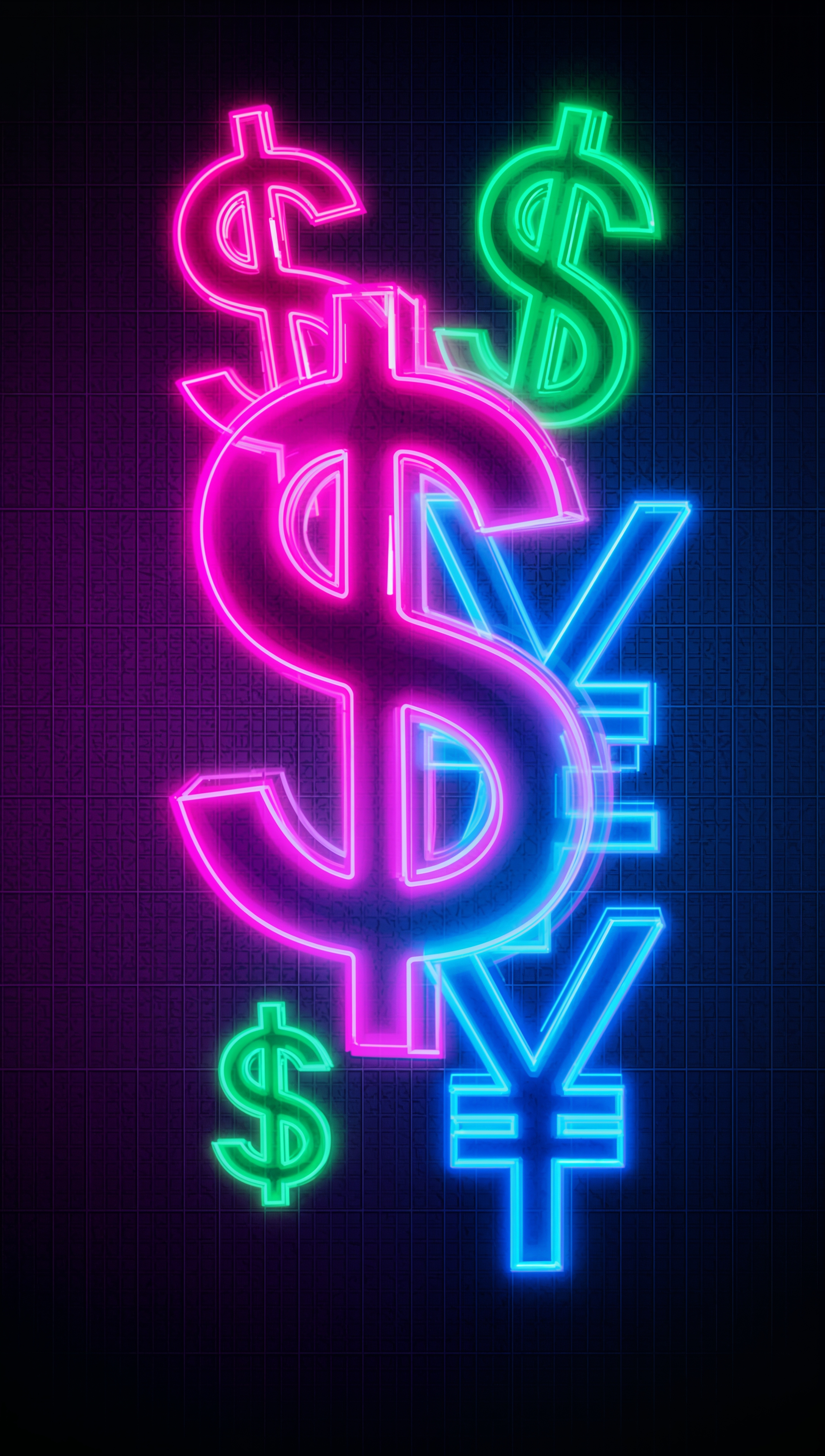 Money iPhone wallpaper – neon money symbols