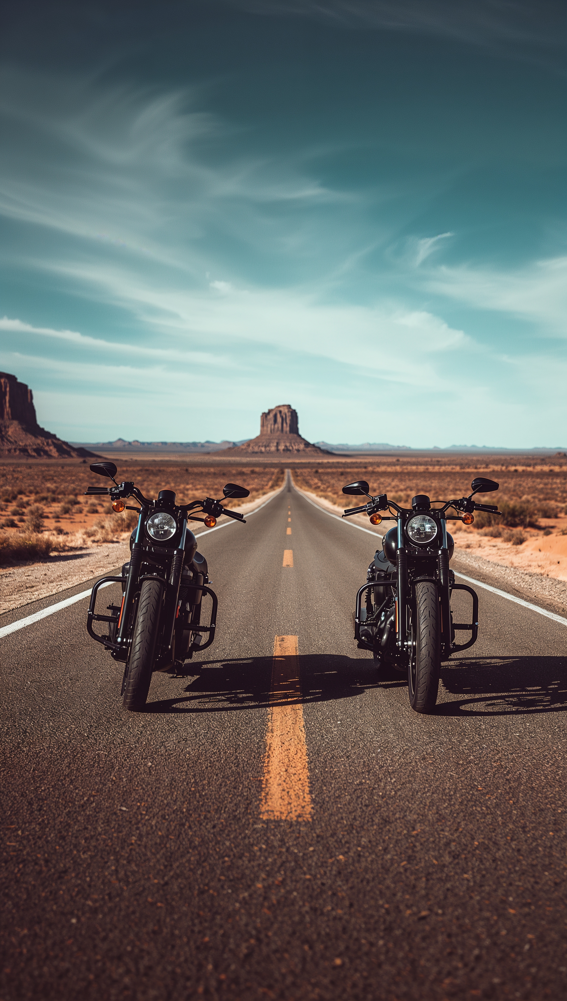 Harley Davidson iPhone wallpaper – desert road duo