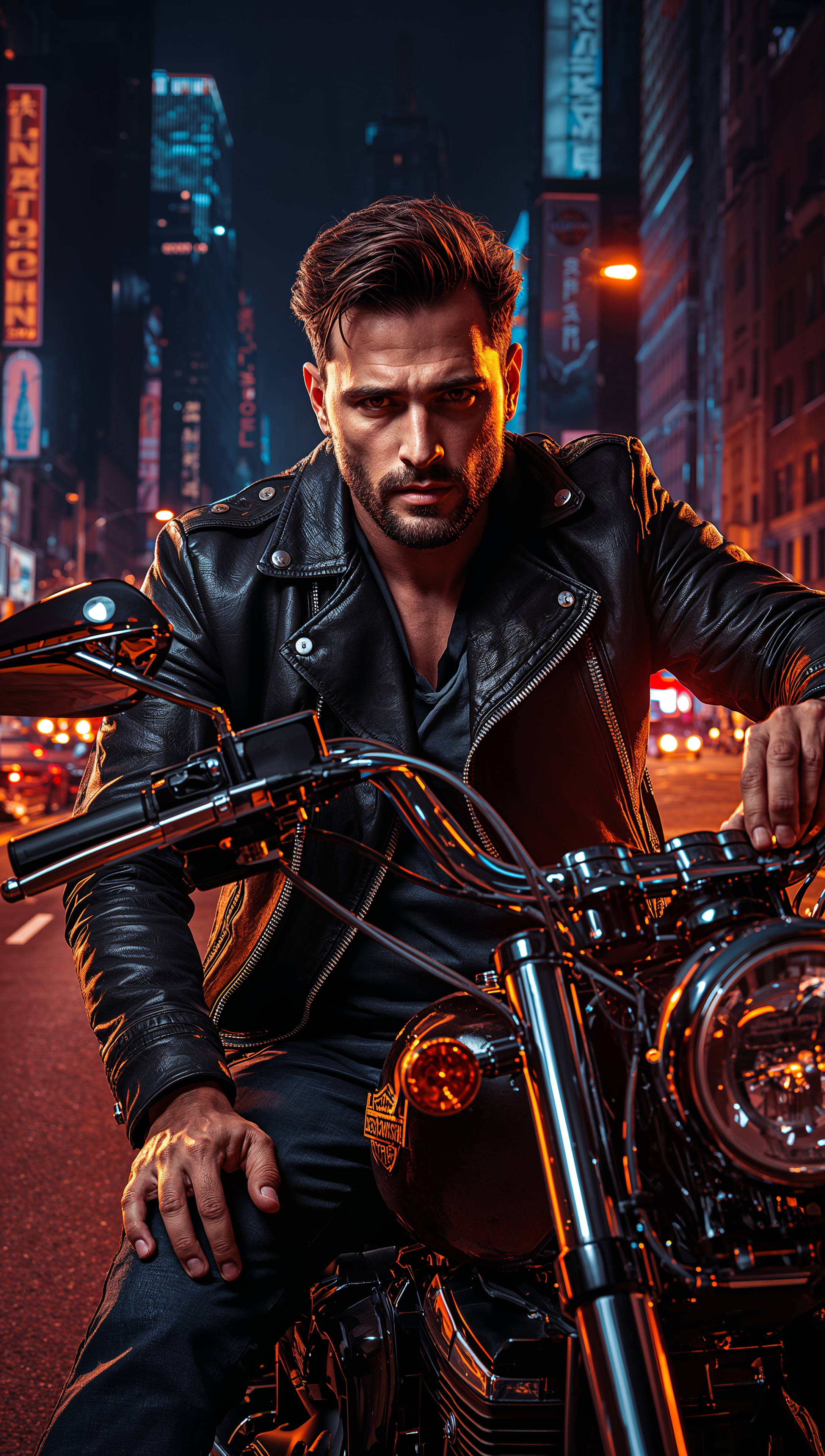 Harley Davidson iPhone wallpaper – neon night ride