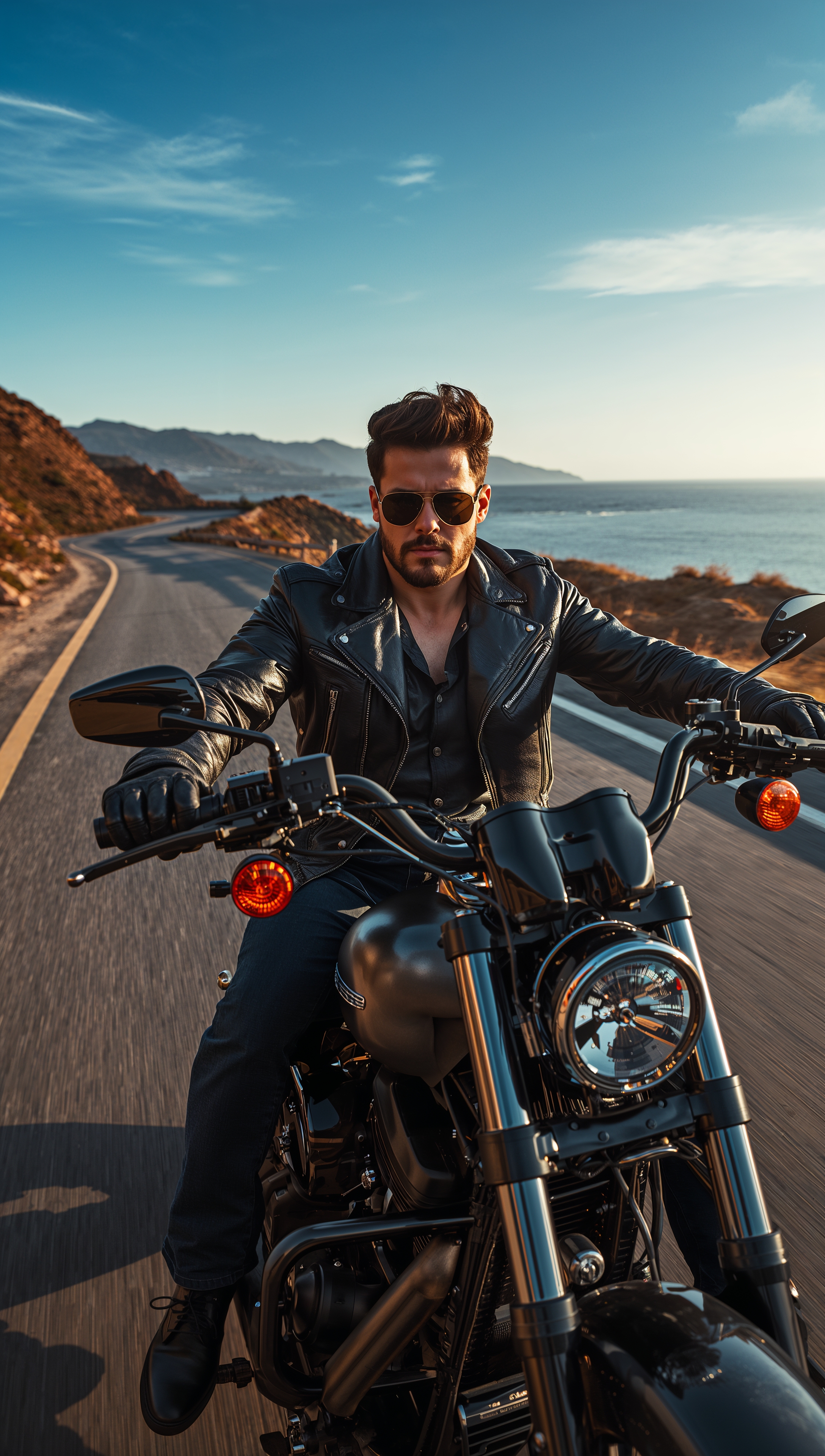 Harley Davidson iPhone wallpaper – coastal road ride
