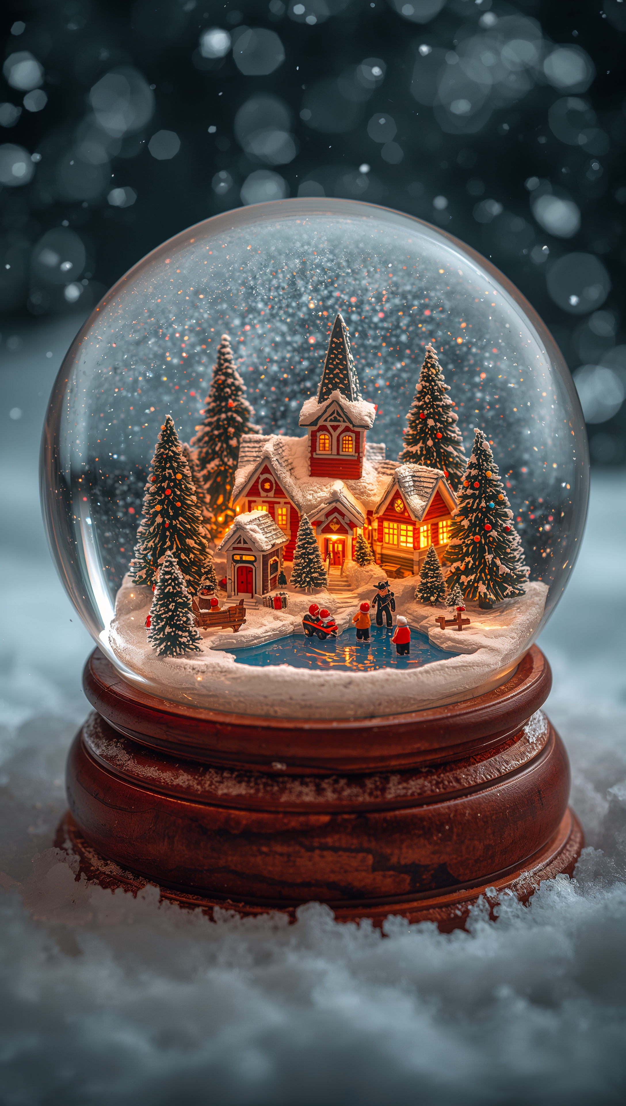 Snow globe winter town – December wallpaper