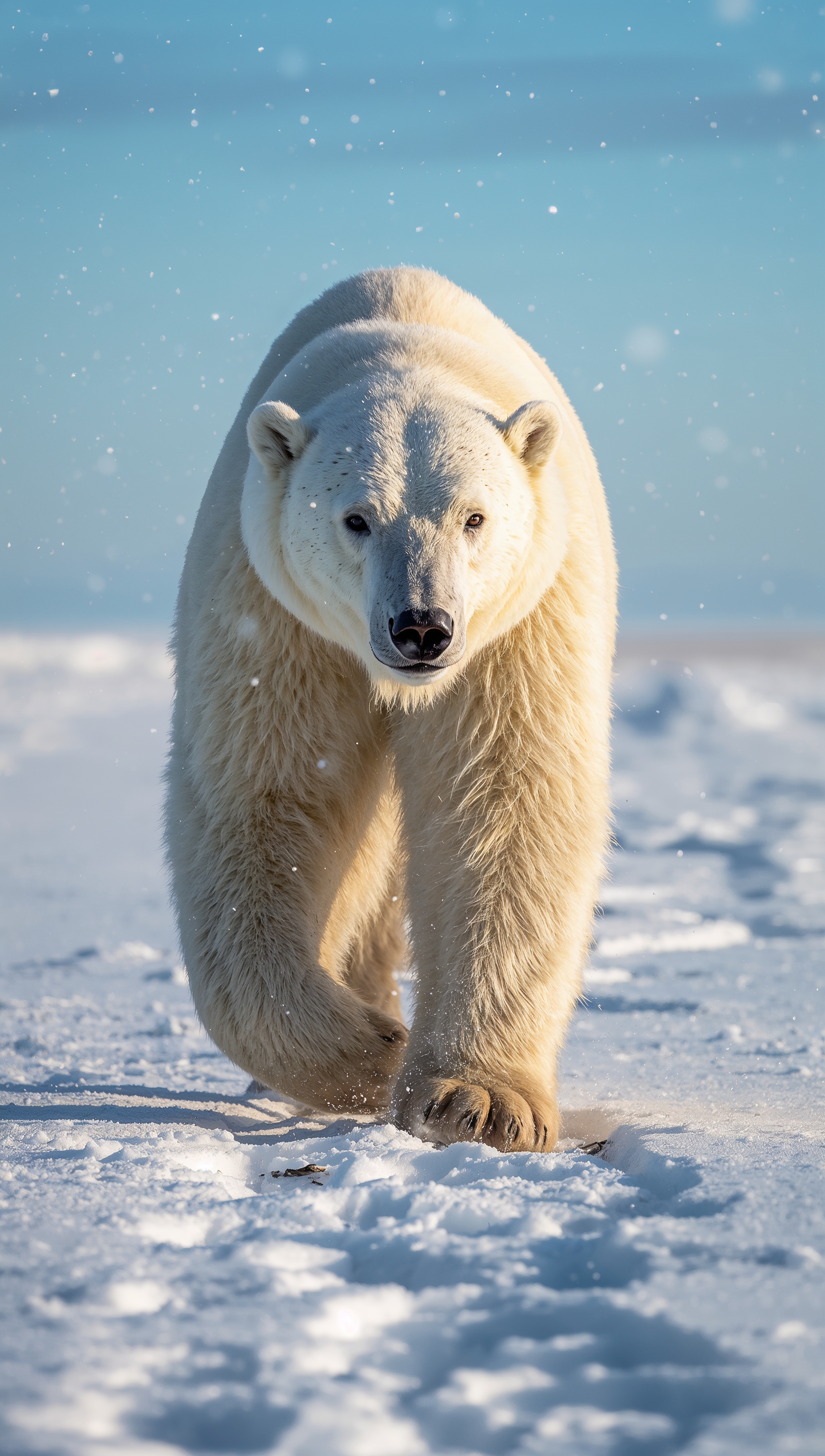 Polar bear on frozen tundra – December wallpaper