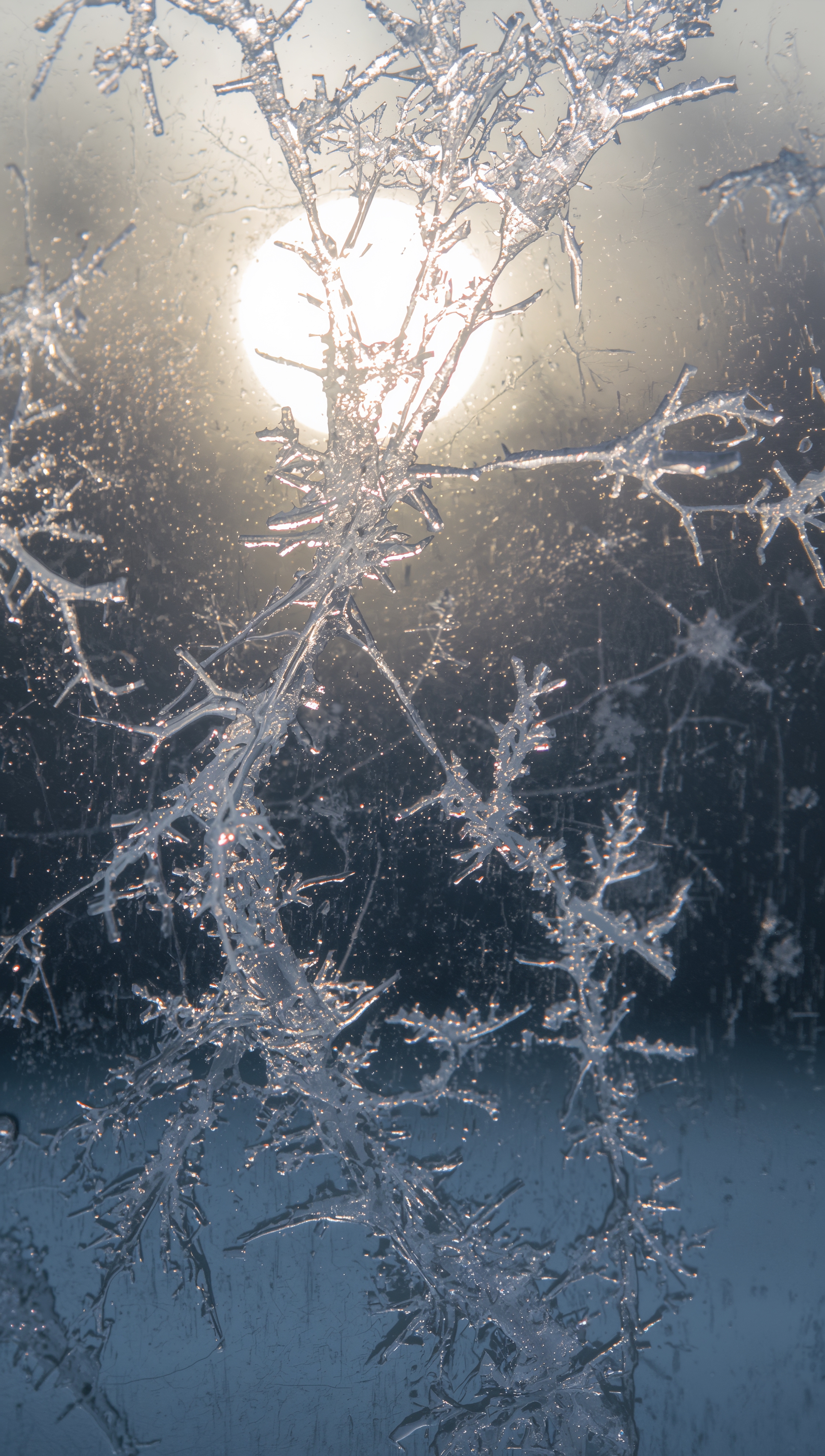 Ice crystals on window – December wallpaper