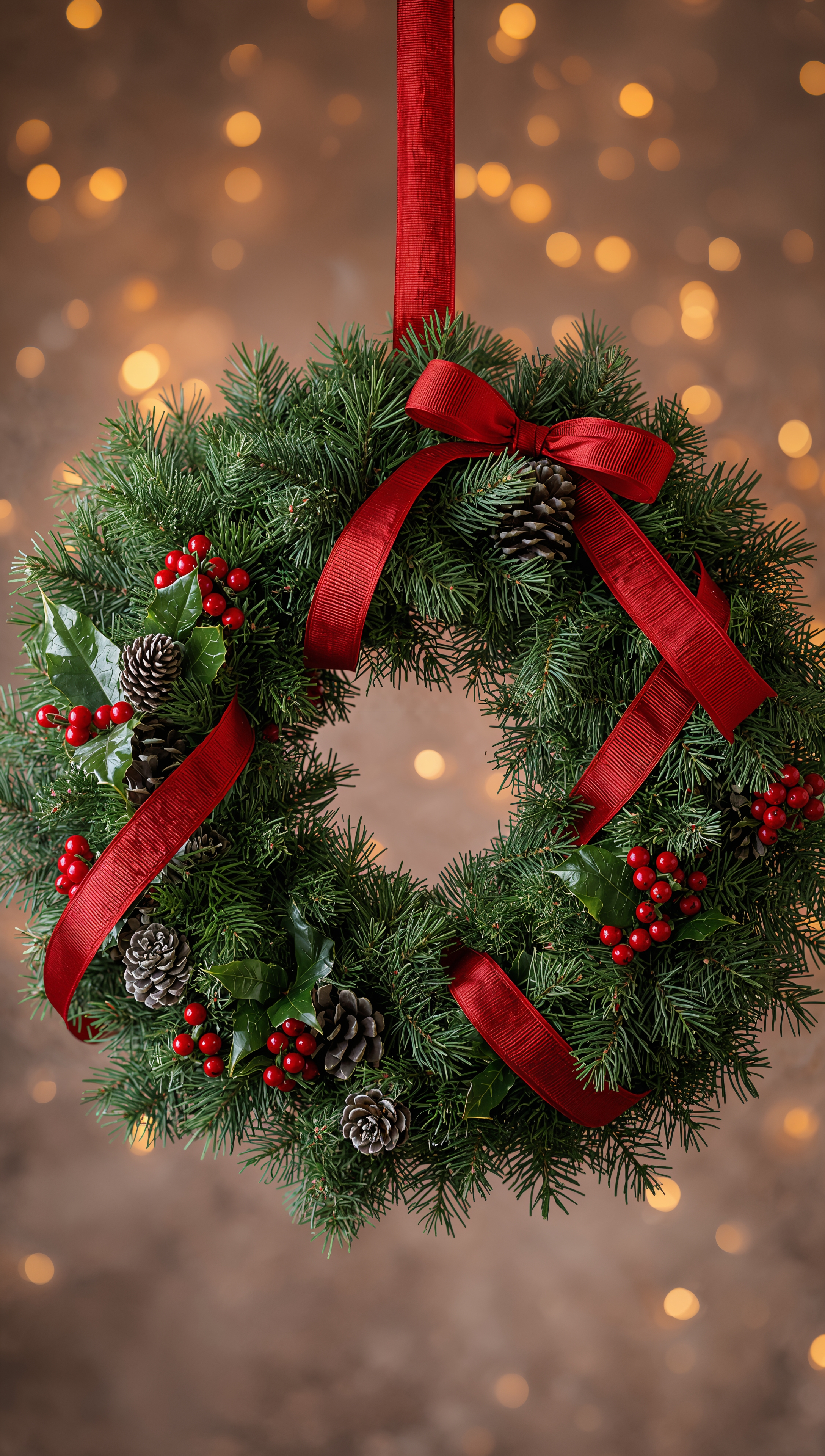 Evergreen wreath – December wallpaper
