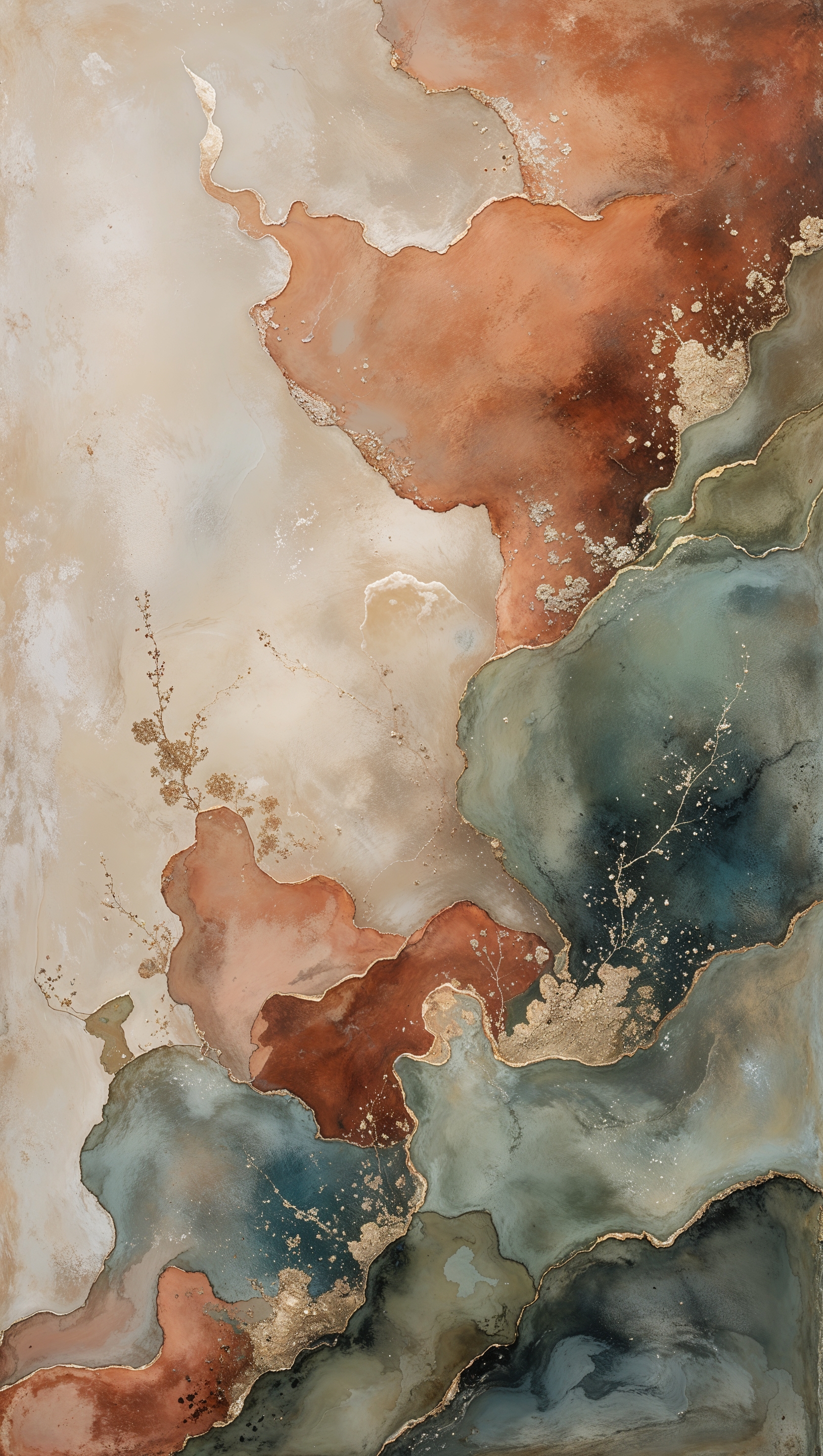 Muted boho palette of earth tones in abstract shapes