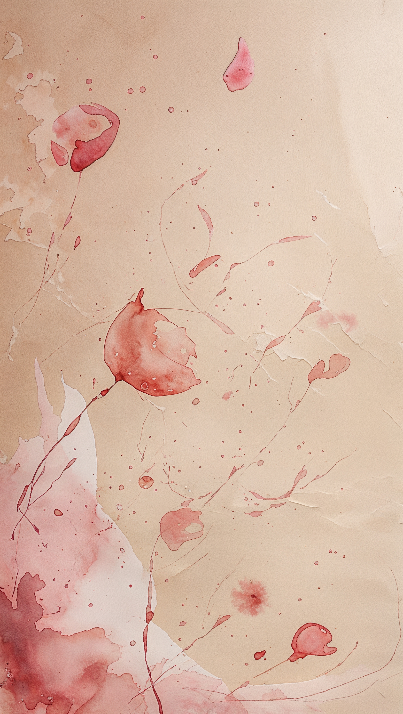 Soft blush watercolor splash on beige paper texture