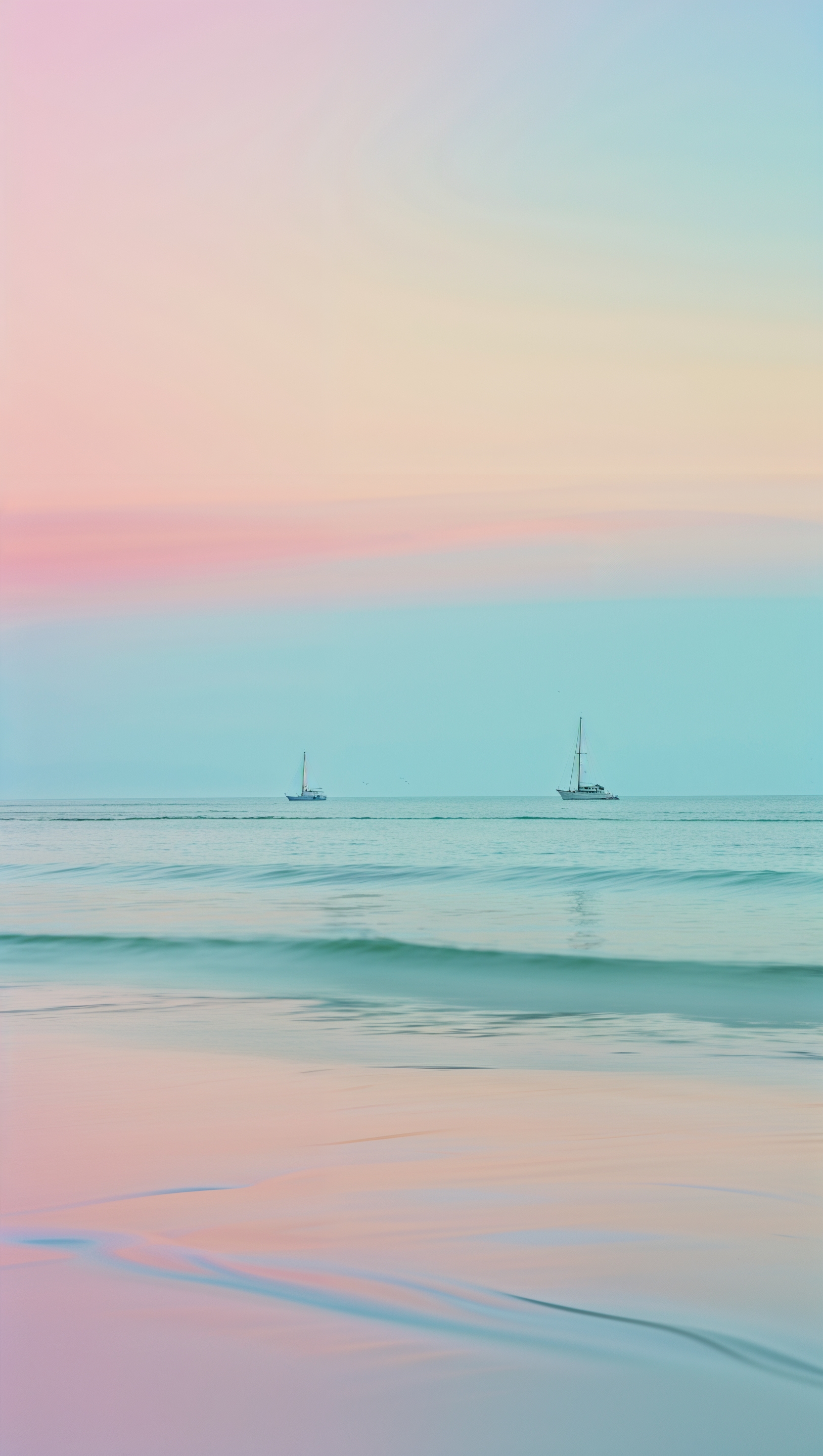 Cotton candy skies over calm ocean, dreamy aesthetic vertical photo