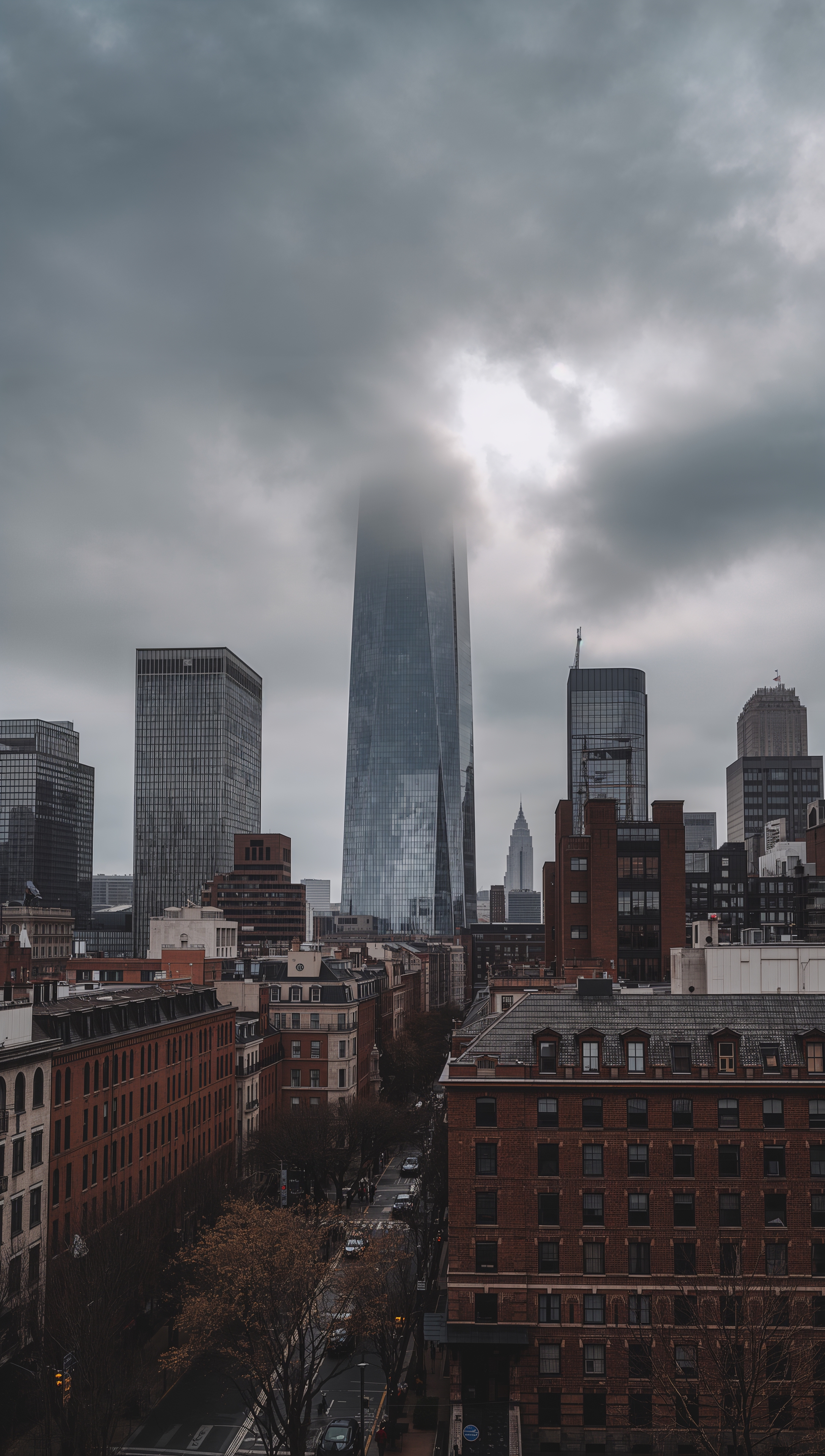 November wallpaper – cloudy city skyline in November