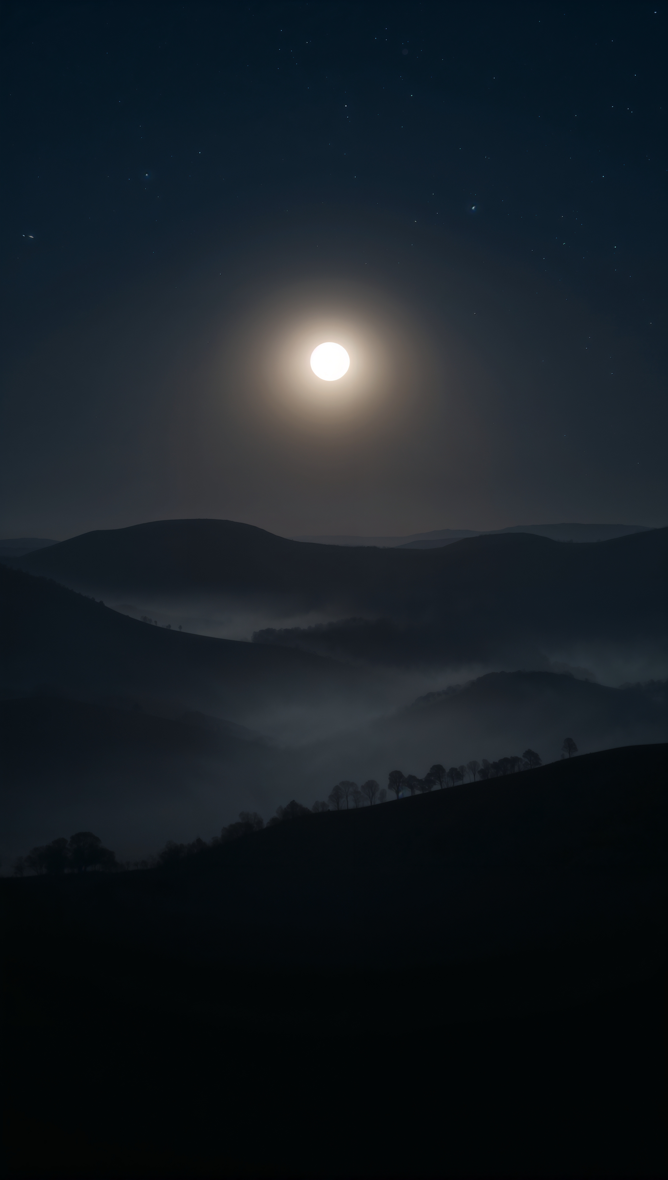 November wallpaper – full moon over autumn hills