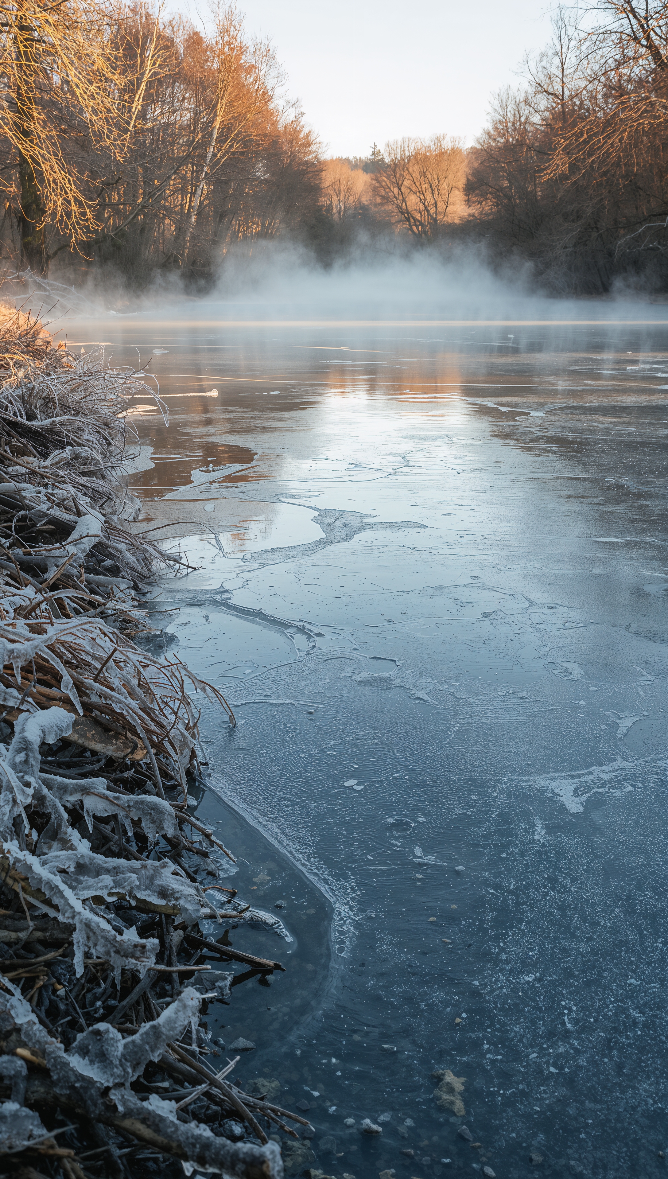 November wallpaper – river with first winter ice