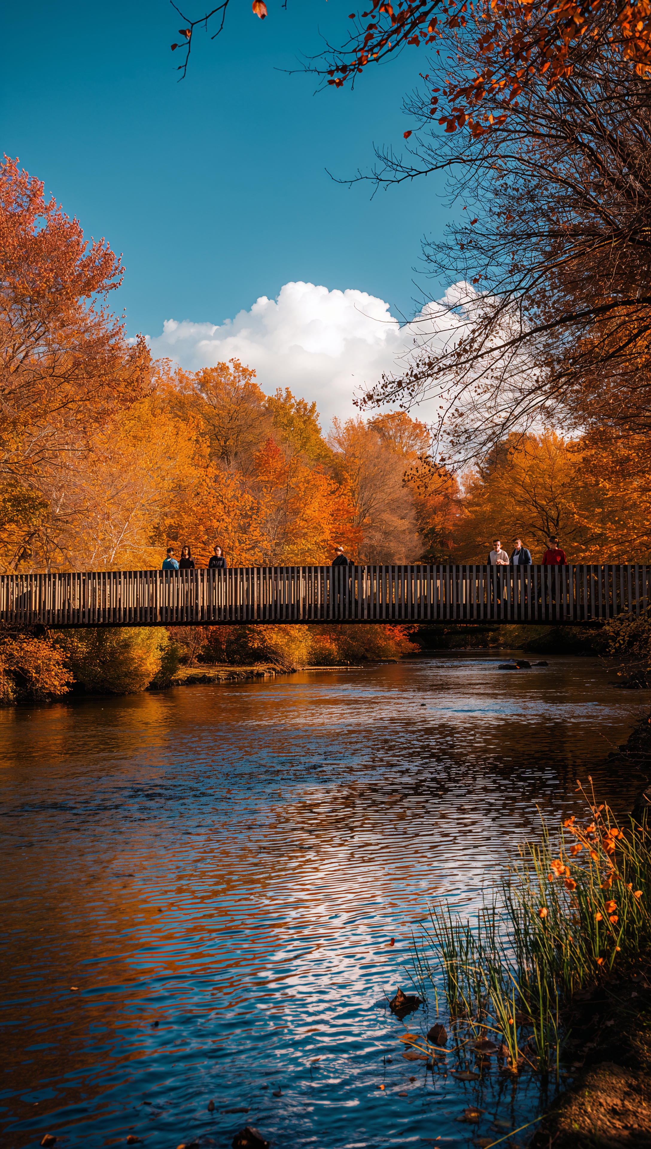 October iPhone wallpaper – autumn bridge in October