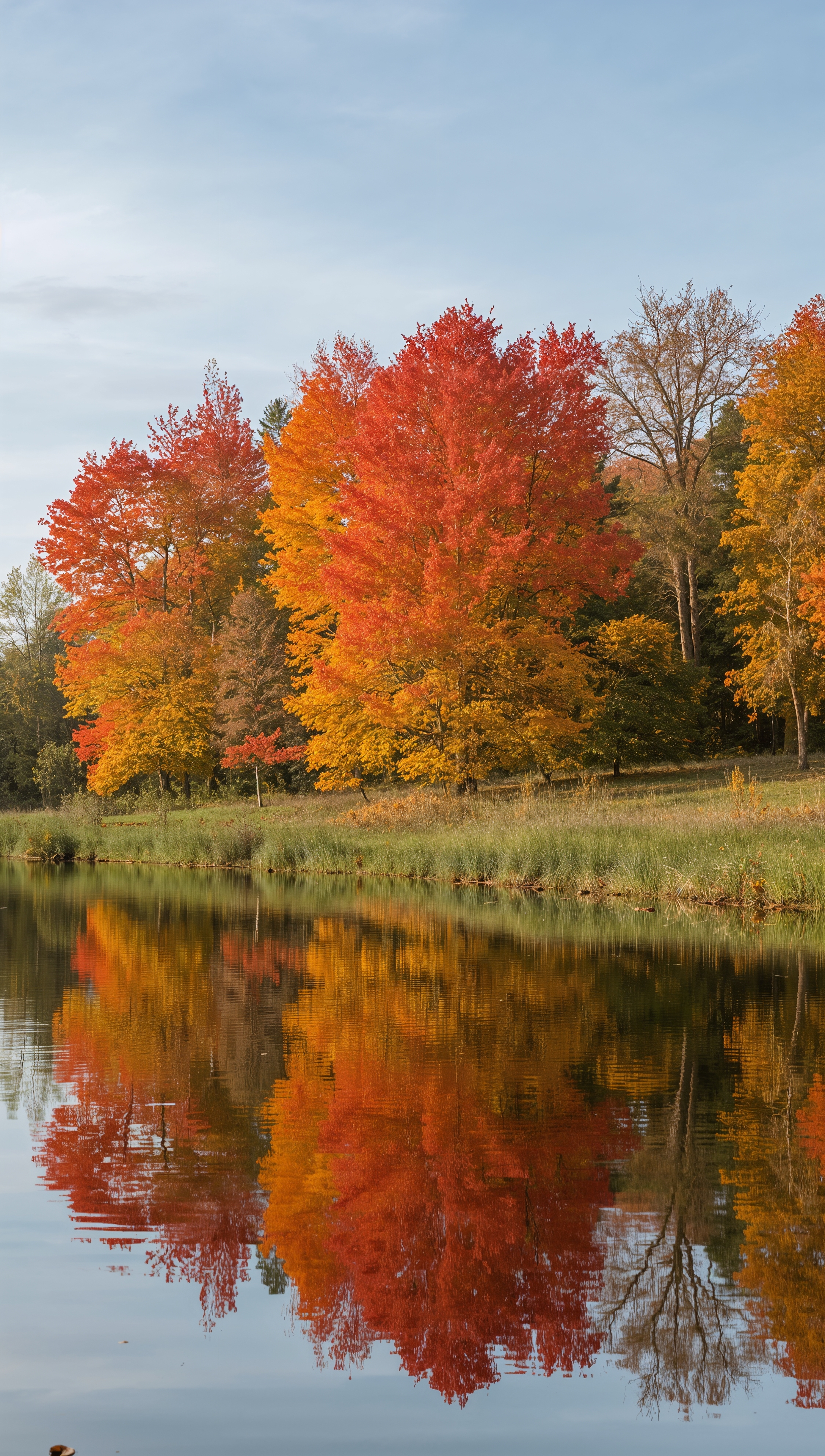 October iPhone wallpaper – autumn lake reflection