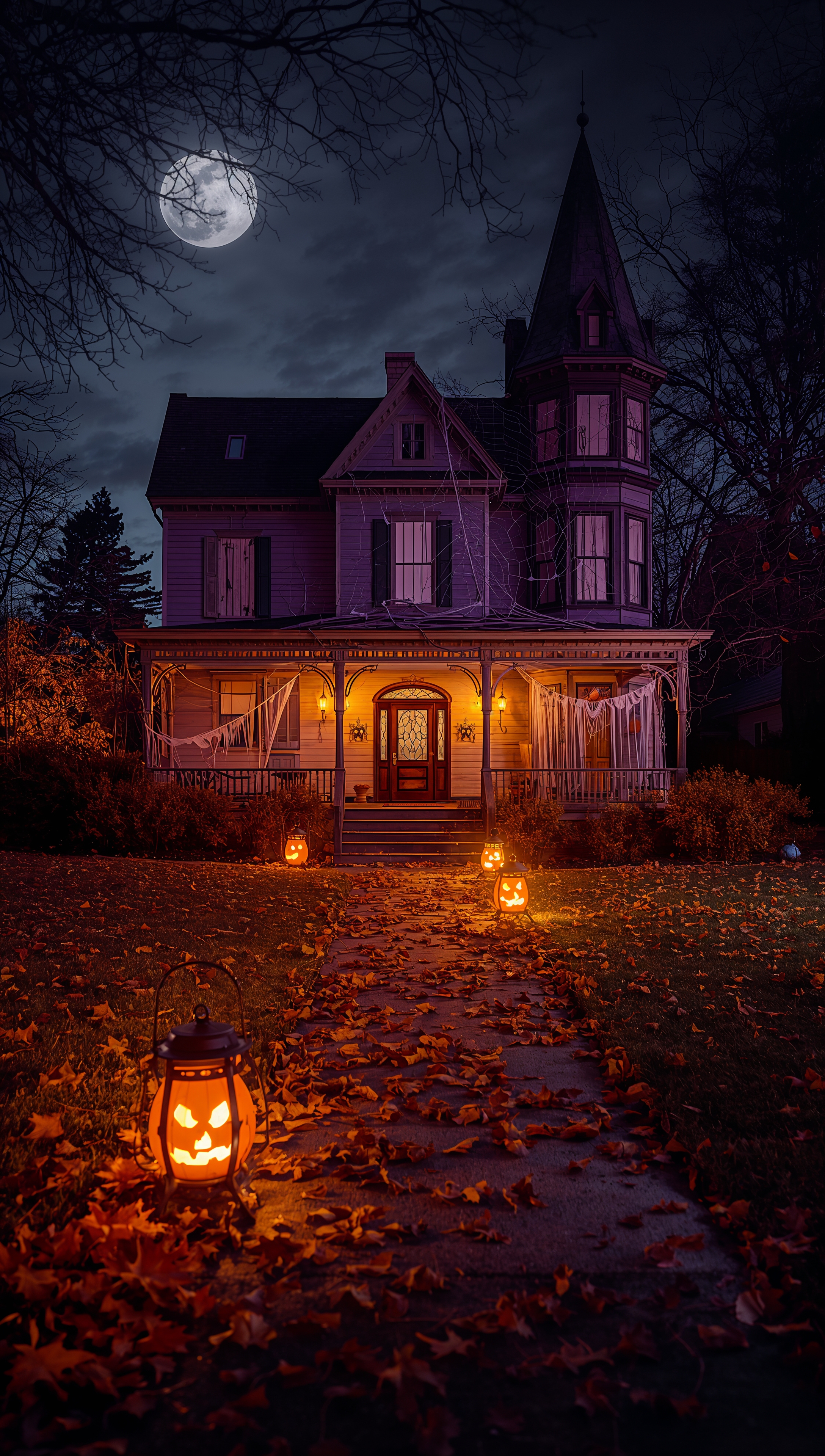 October iPhone wallpaper – Halloween house at night