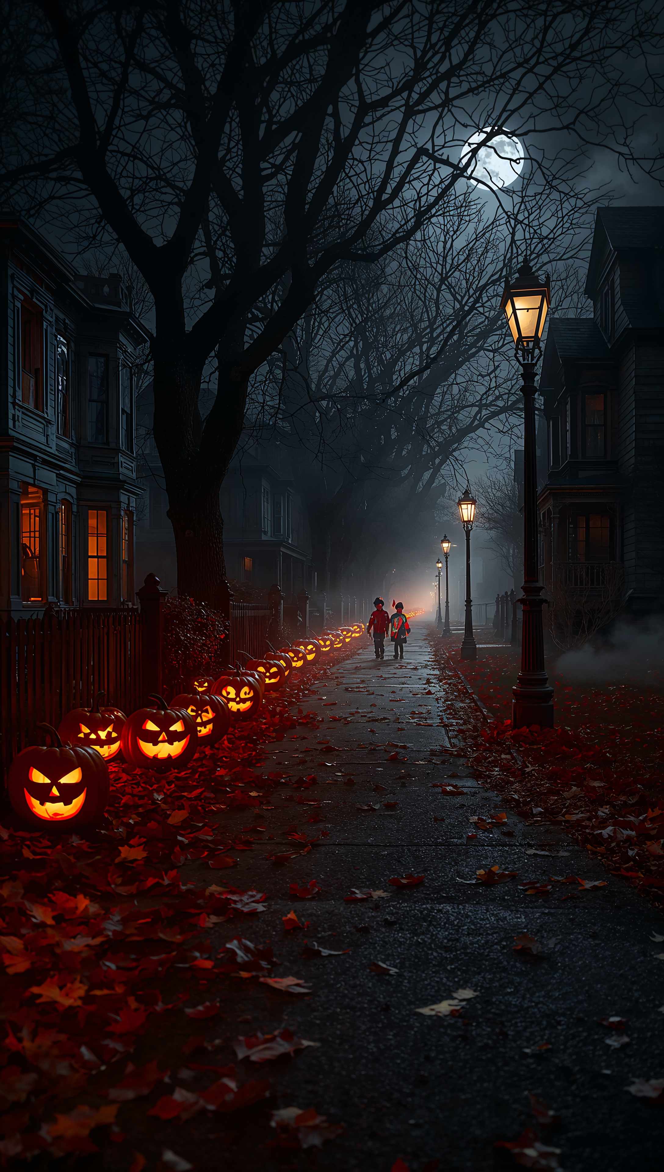 October iPhone wallpaper – Halloween pumpkins at night