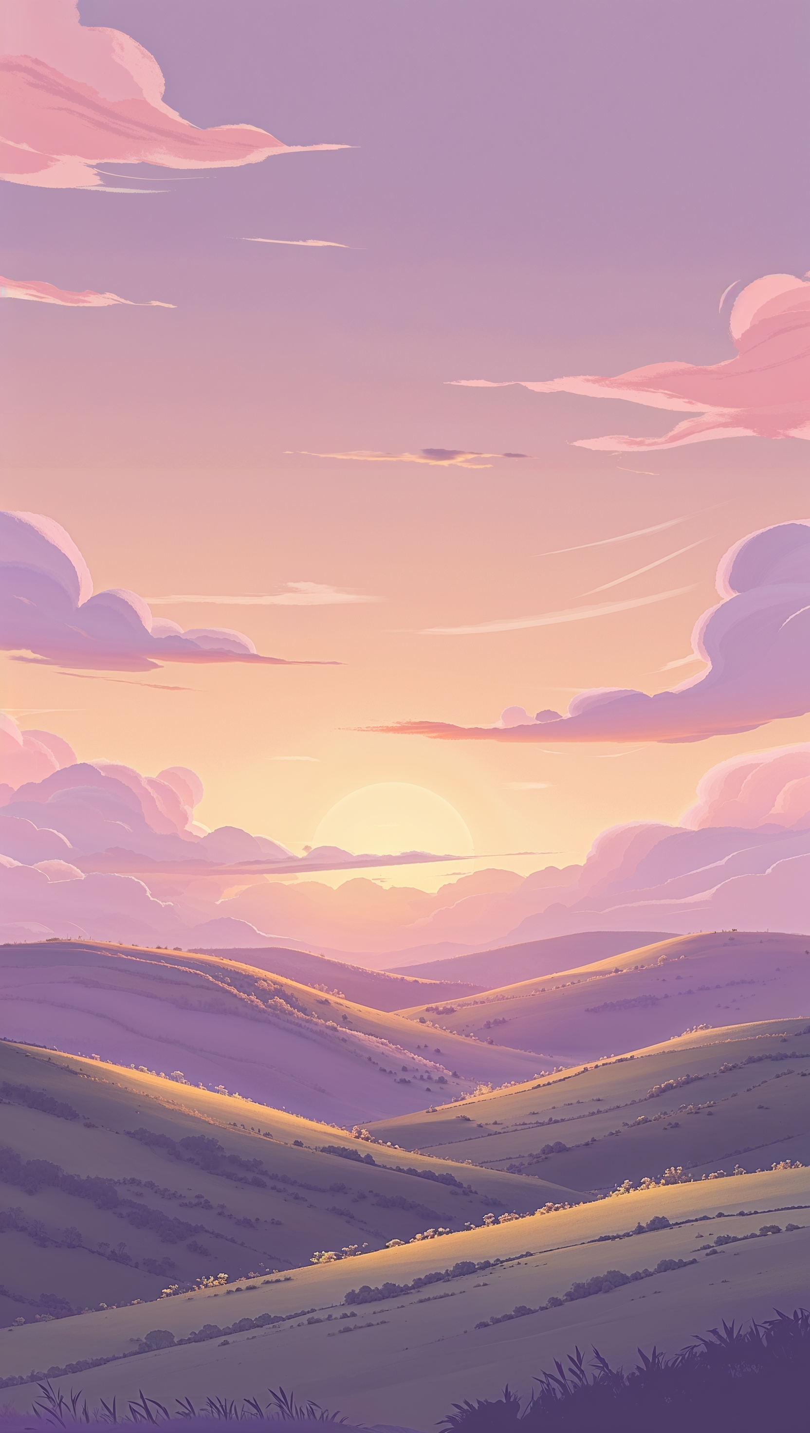 Cloudscape with soft pastel hues and gentle sunlight