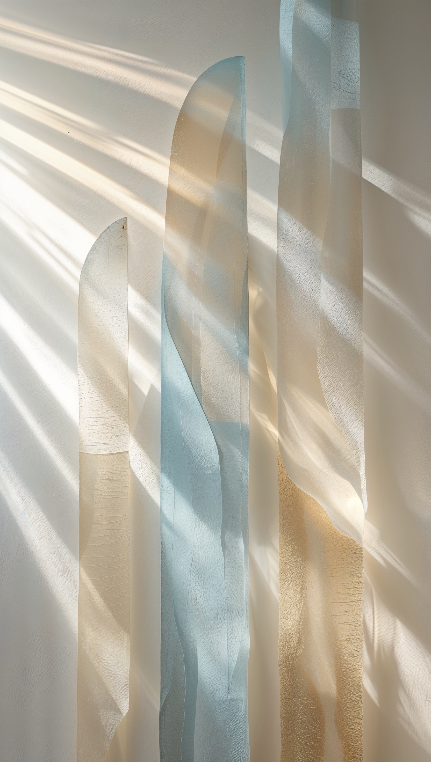 Soft light rays shining through abstract vertical shapes