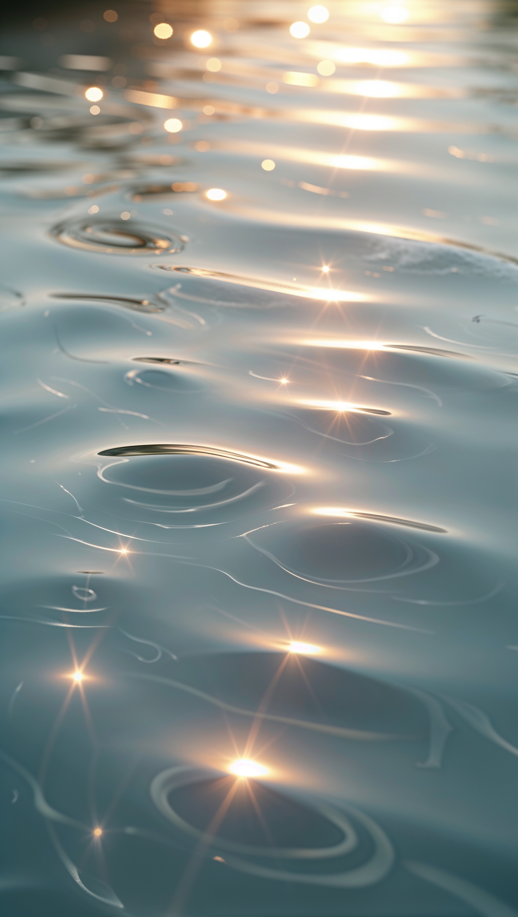 Gentle ripples on calm water surface with light reflections