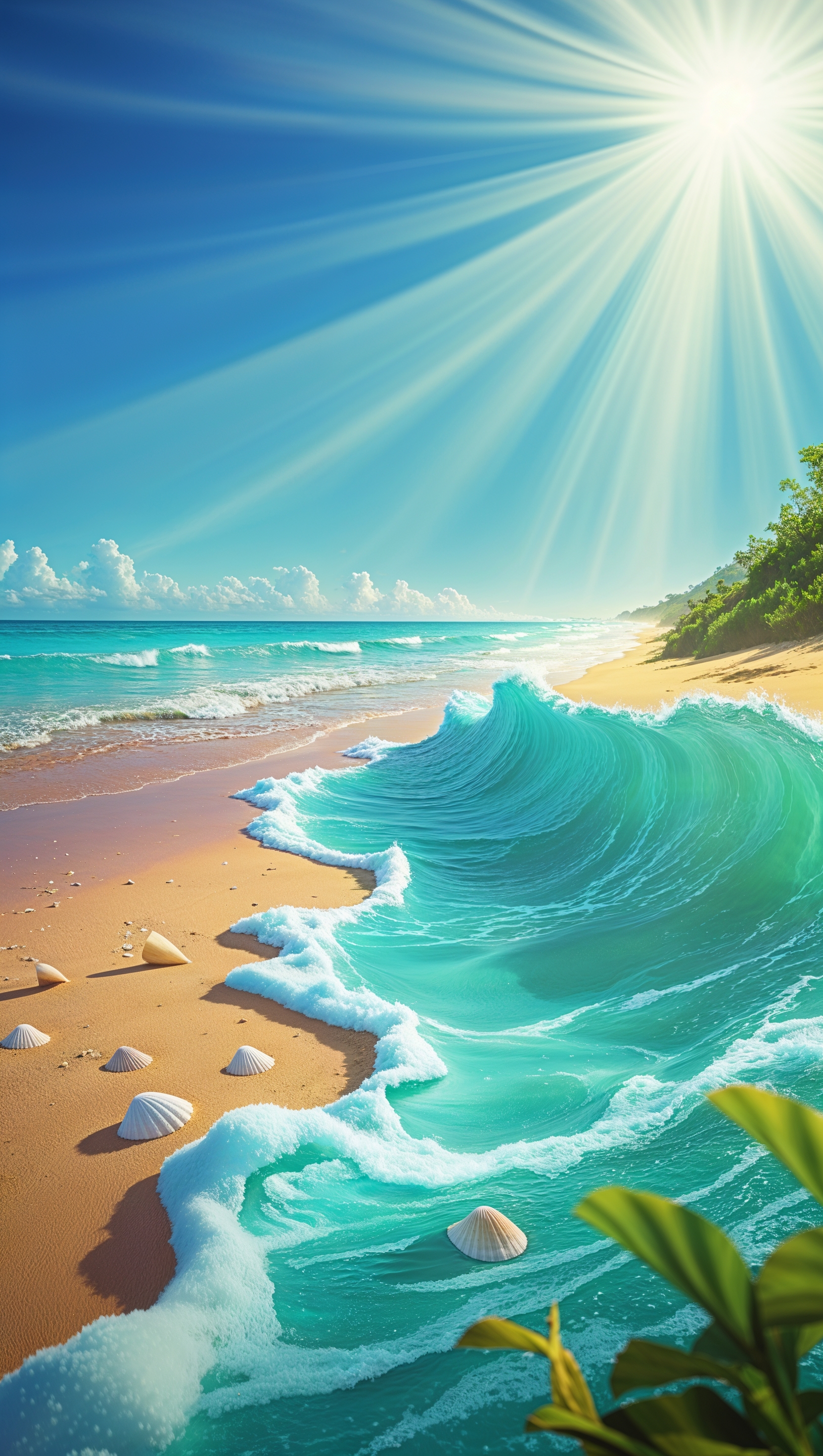 Tropical cove with calm turquoise water and white sand, paradise style