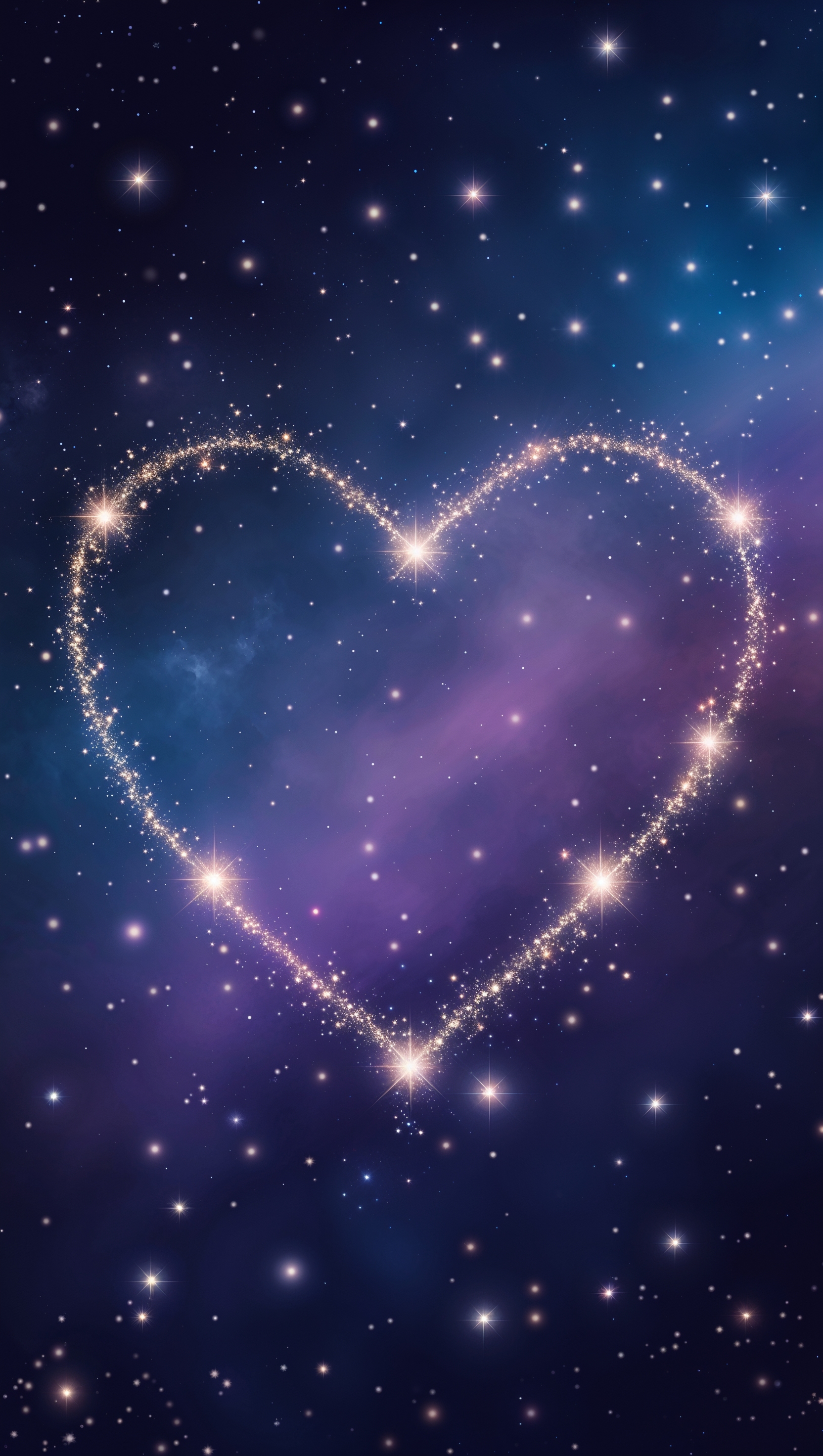 Heart-shaped constellation in the night sky, dreamy and soft