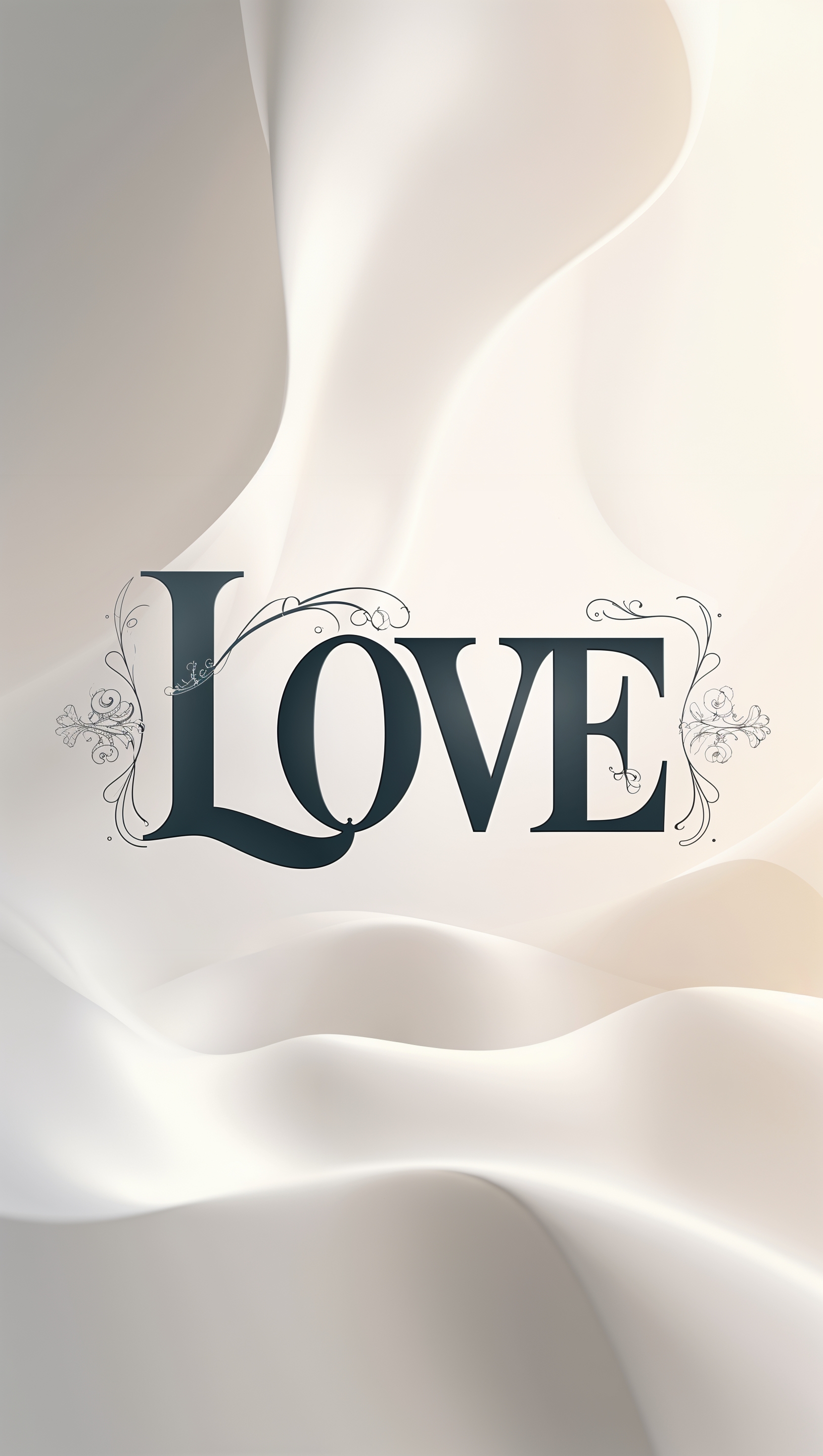 Stylish iPhone wallpaper with the word “Love” in elegant serif font