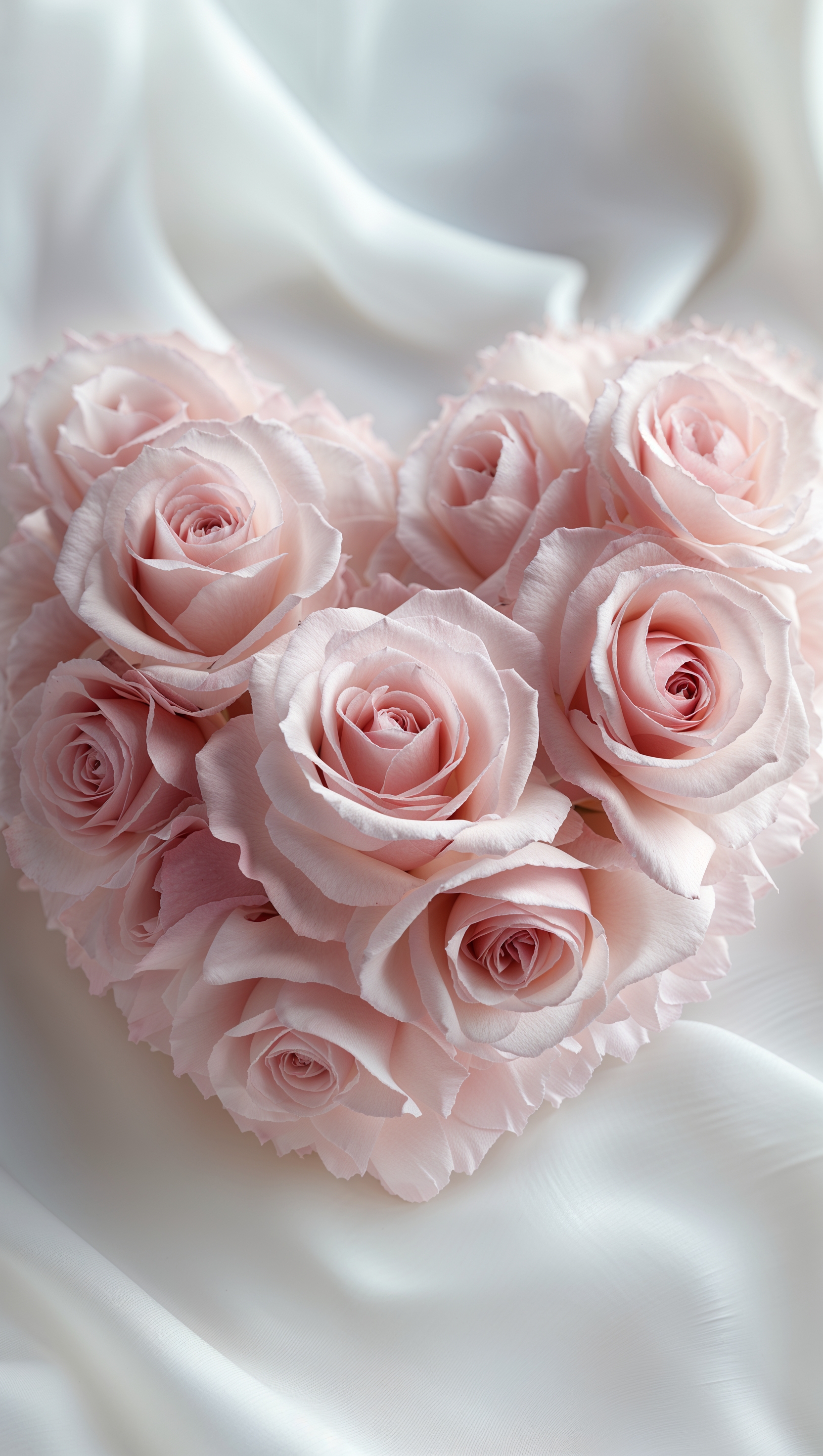 Delicate rose petals forming a heart shape, soft blur effect
