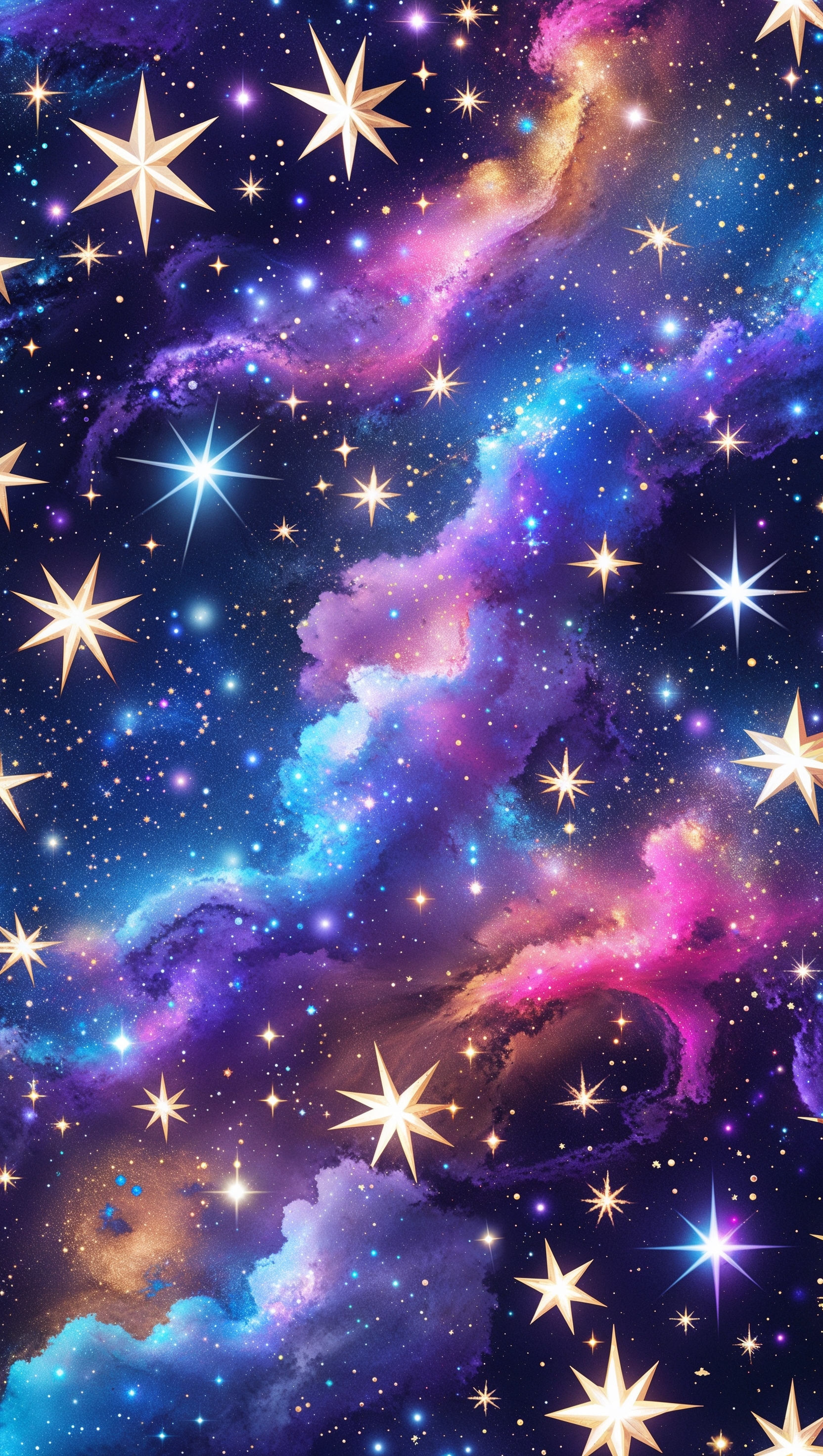 Galaxy-inspired glitter background with stars and sparkly nebula dust