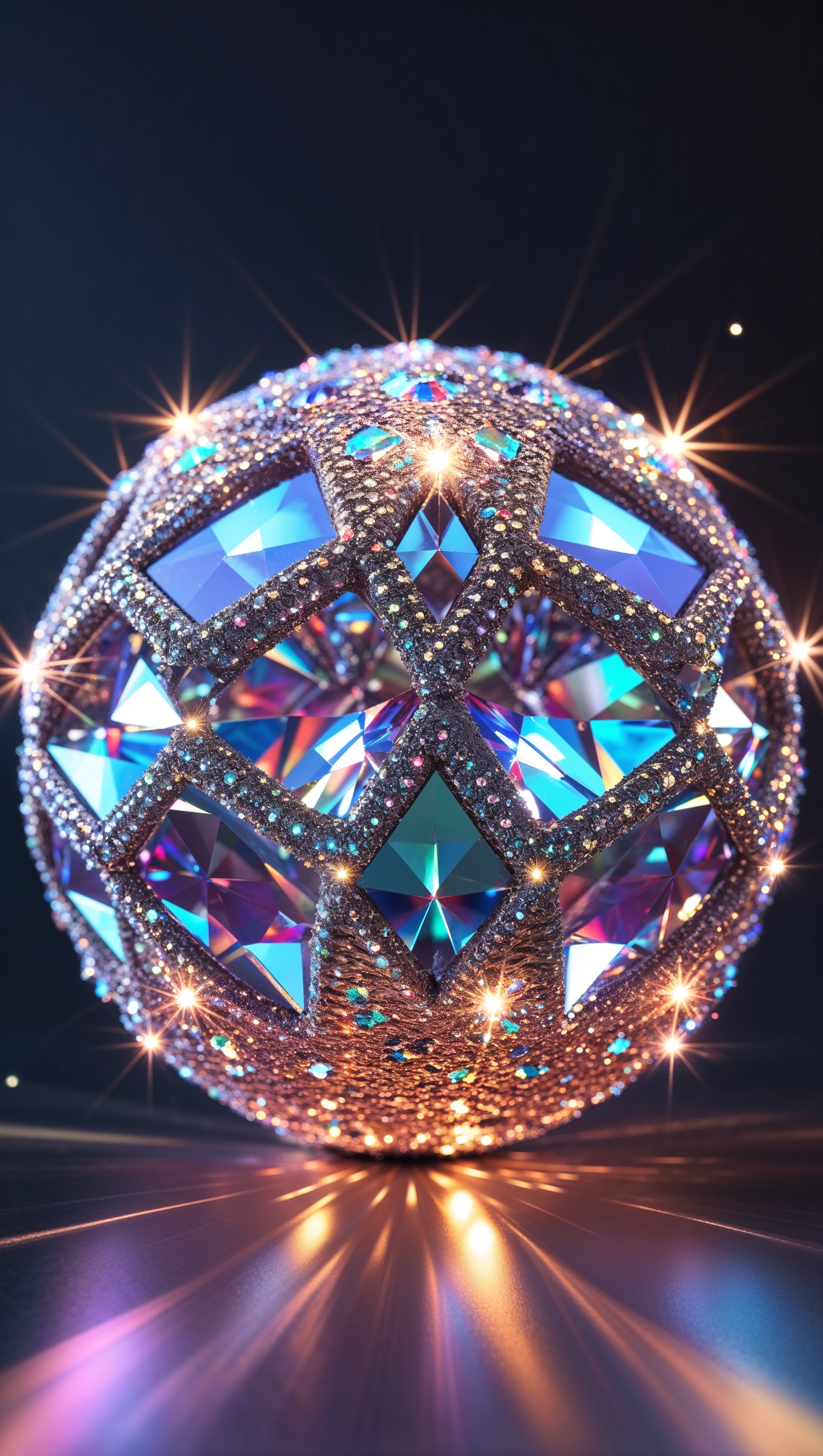 3D glitter ball texture with crystal sparkles and shine reflections