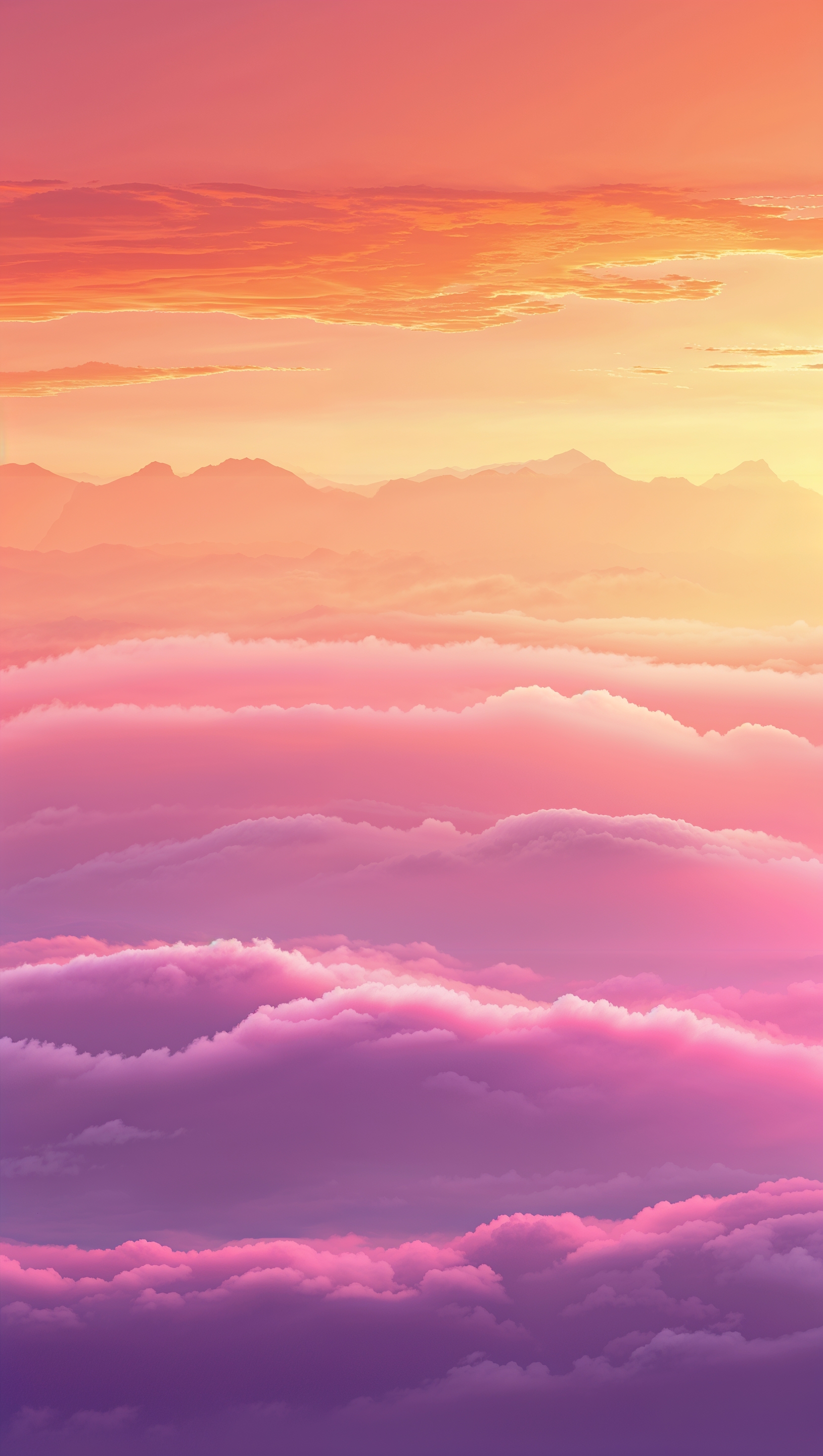 Sunset gradient with vivid orange, pink, and purple hues, vertical format