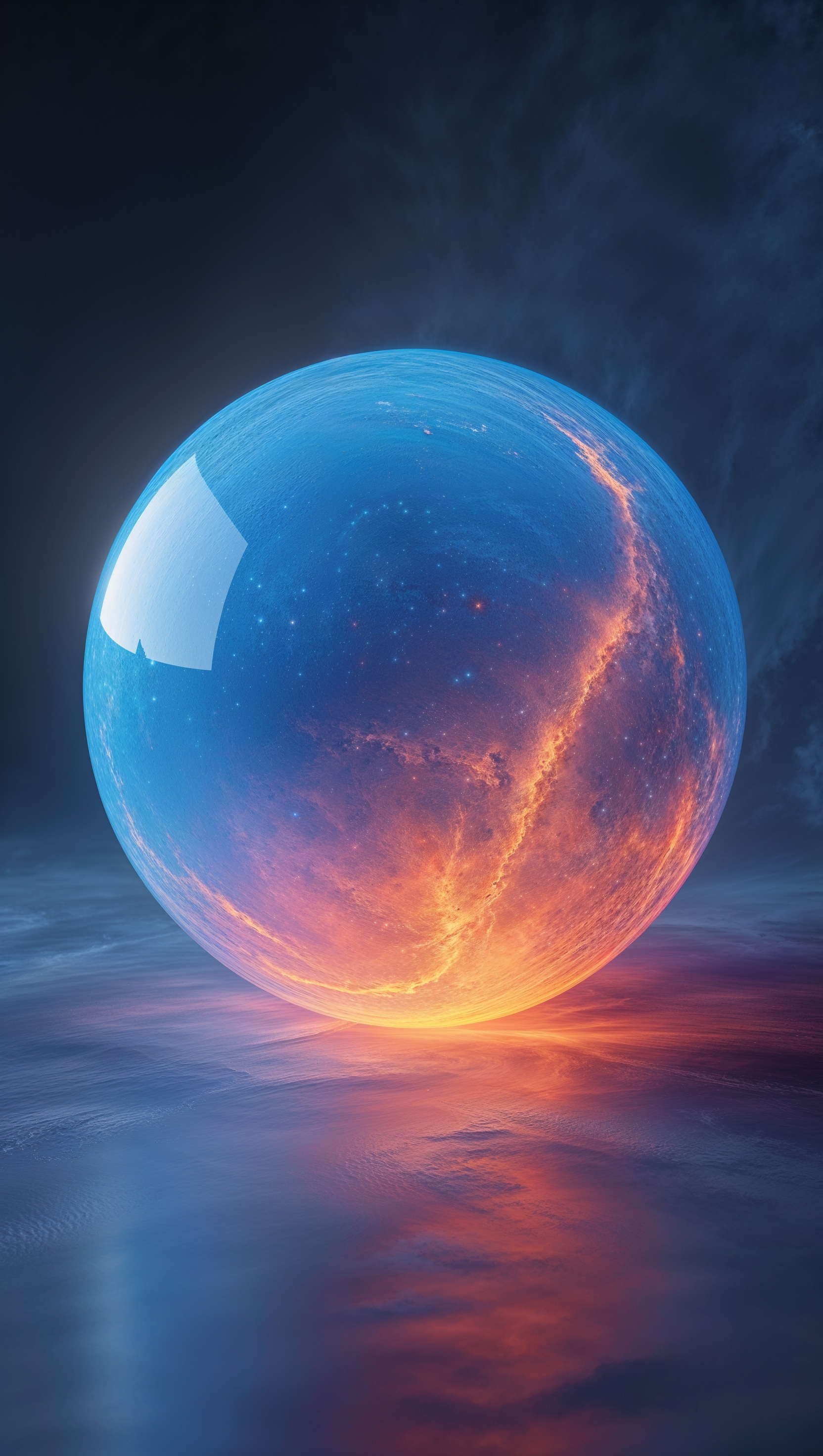 Abstract sphere glowing with radial gradient, centered on dark background