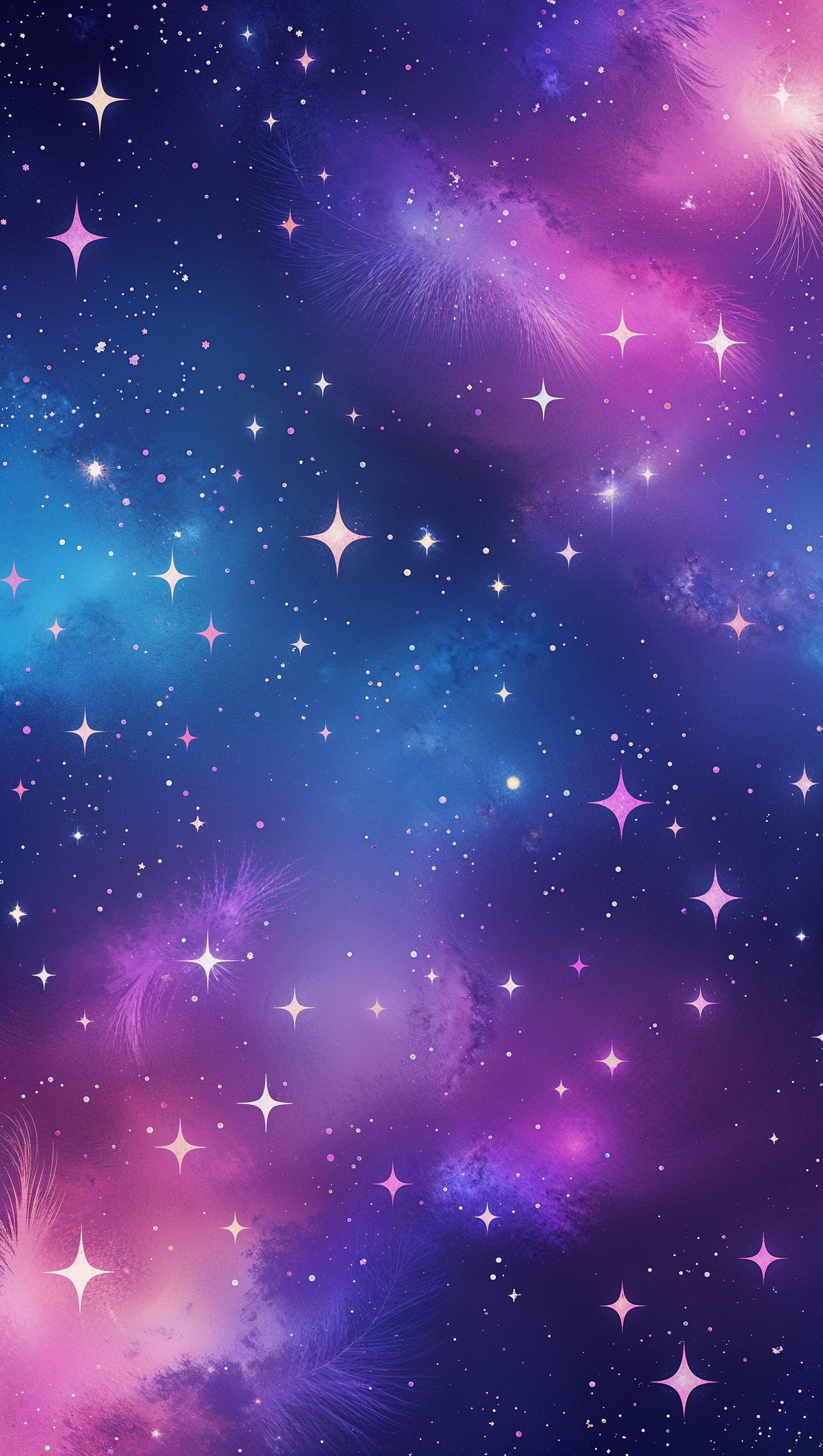 Gradient galaxy sky with scattered stars and blended hues