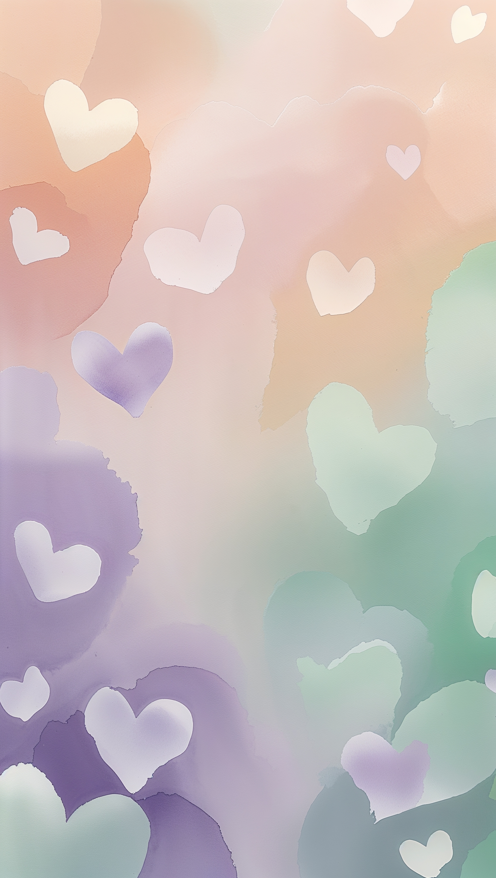 Gradient pastel wallpaper with heart shapes blending softly into the background