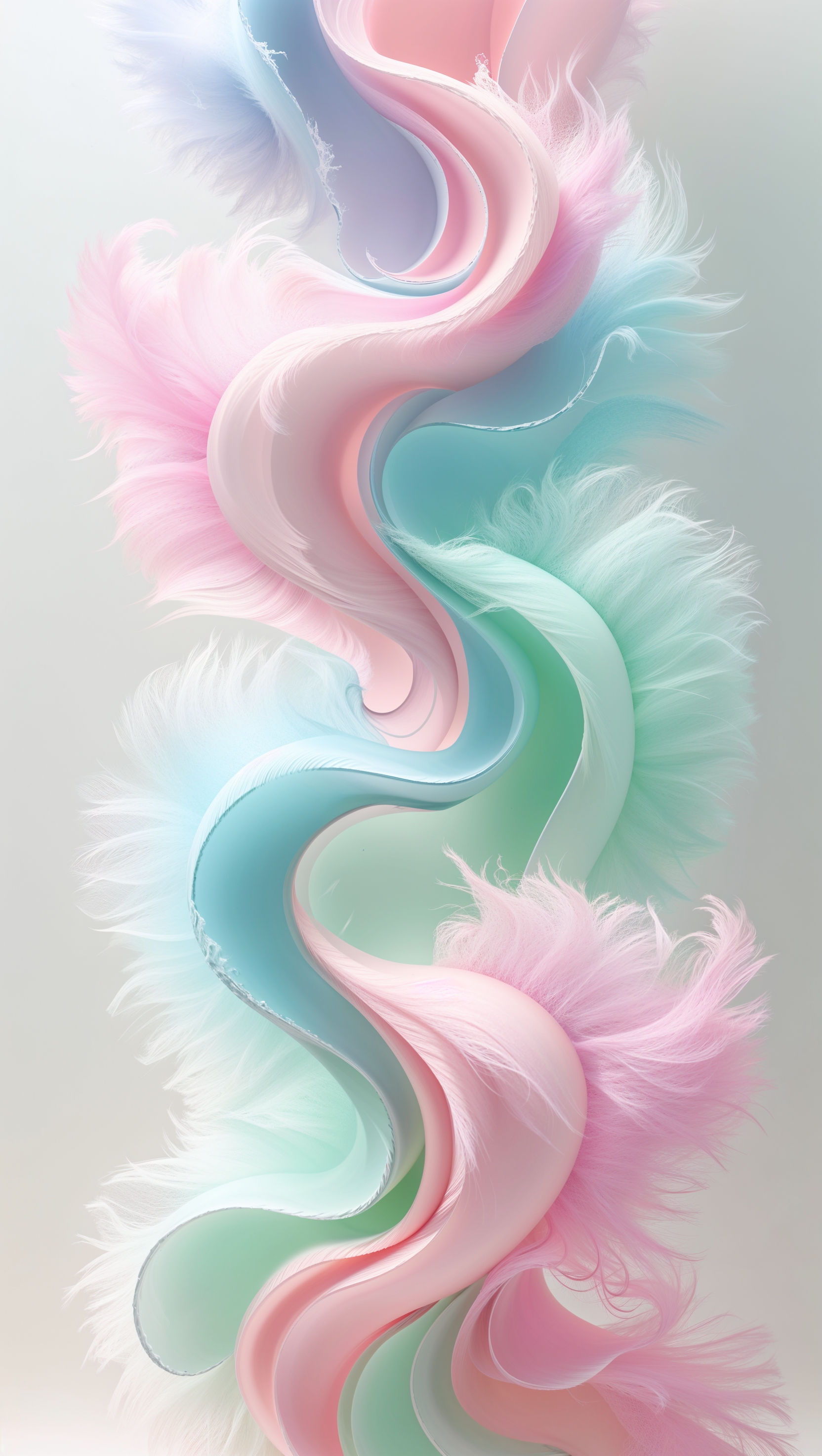 Vertical pastel swirl art with abstract curves and candy-inspired tones