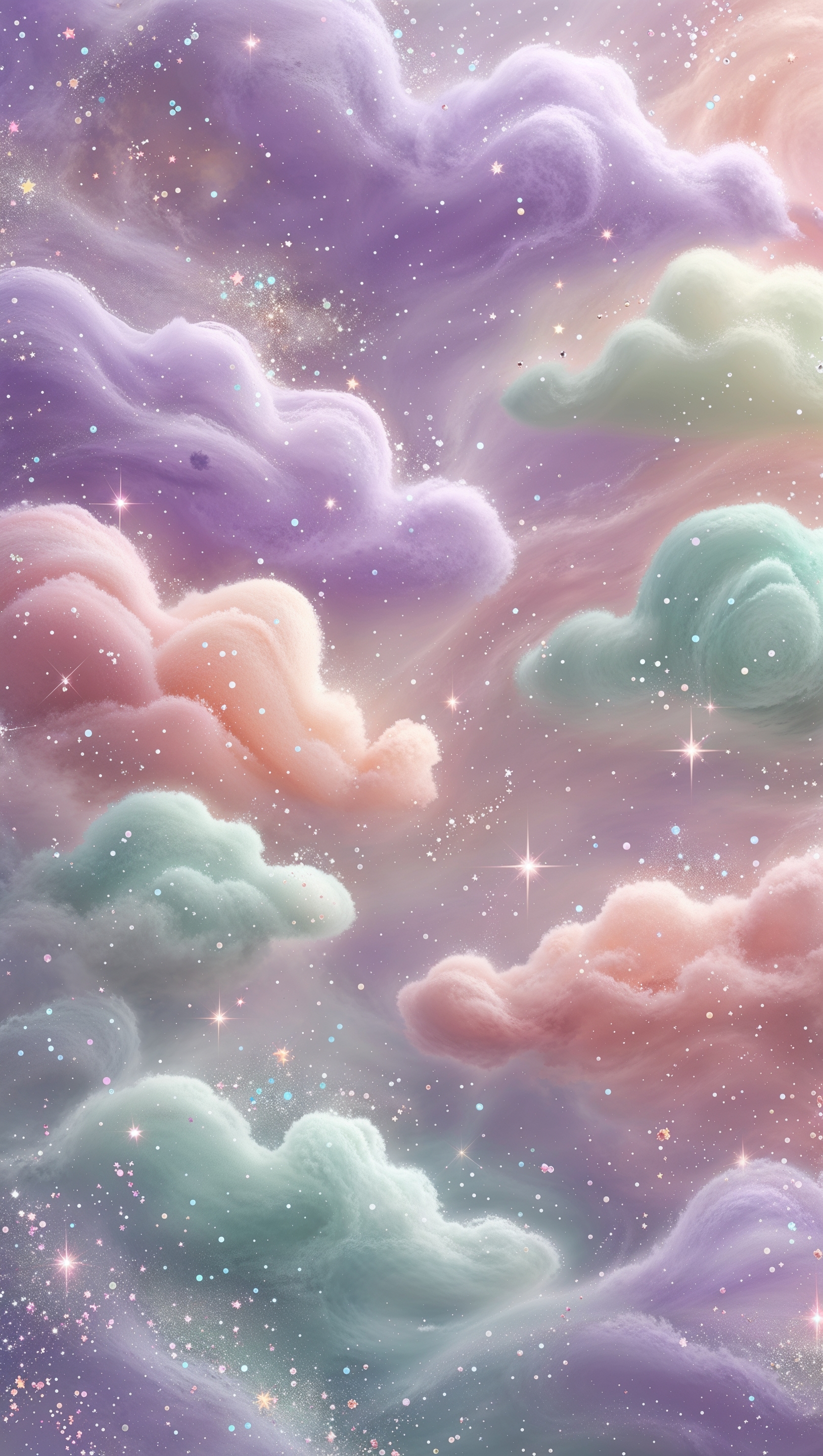 Pastel galaxy background with soft stars and sparkles, magical look