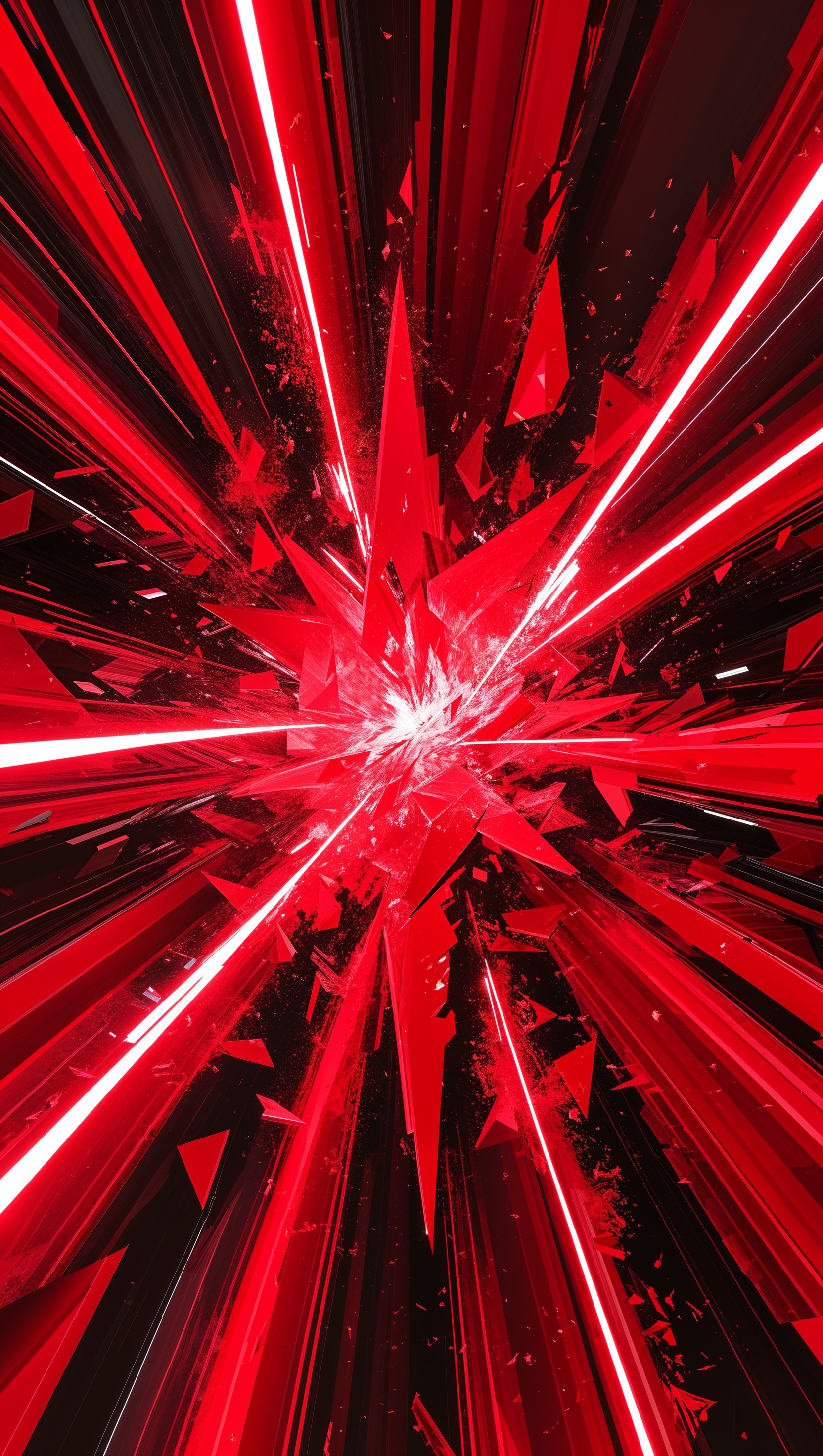 Bright red abstract explosion with sharp lines and high energy
