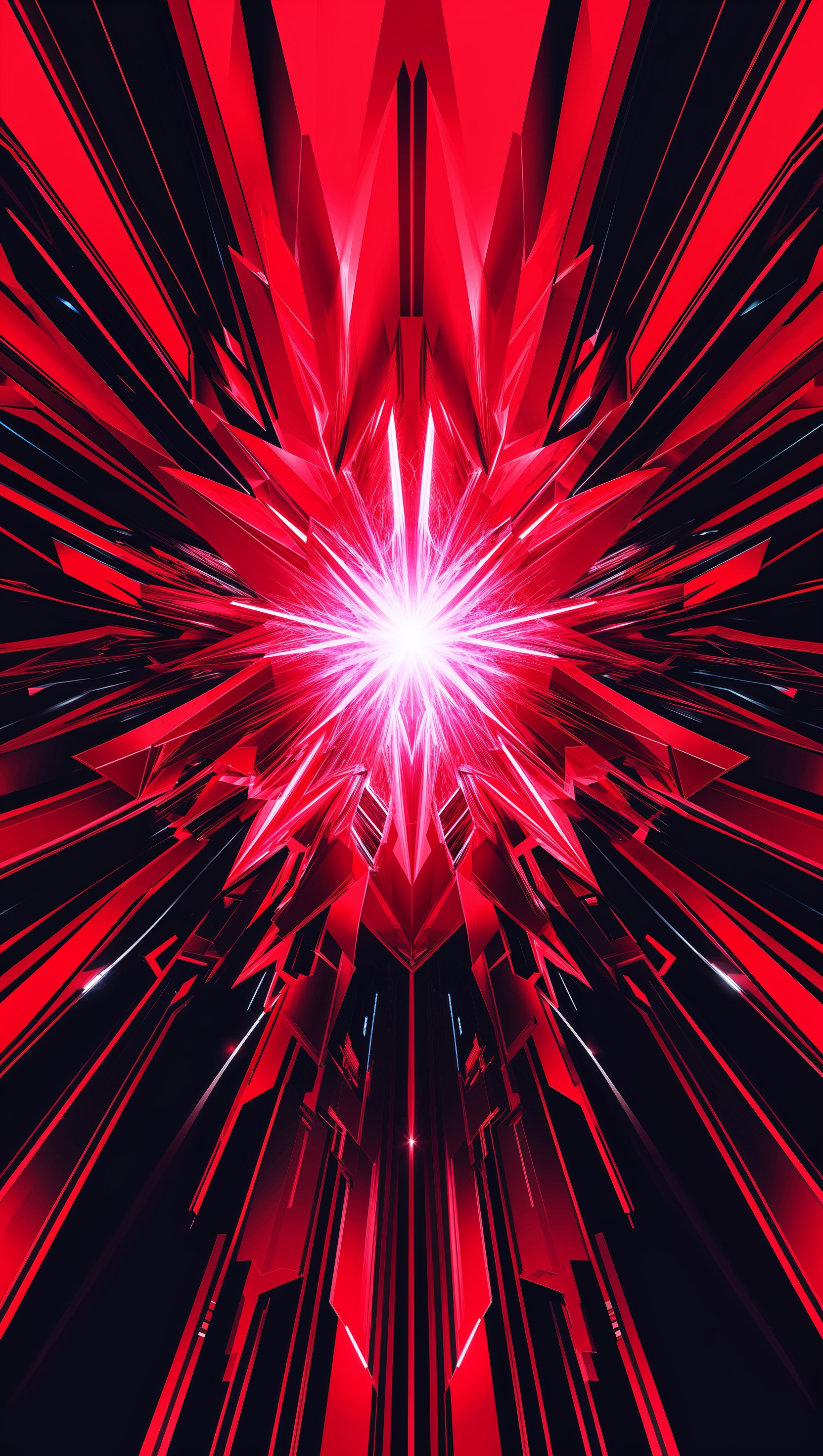 Geometric red pattern with sharp edges and glowing core