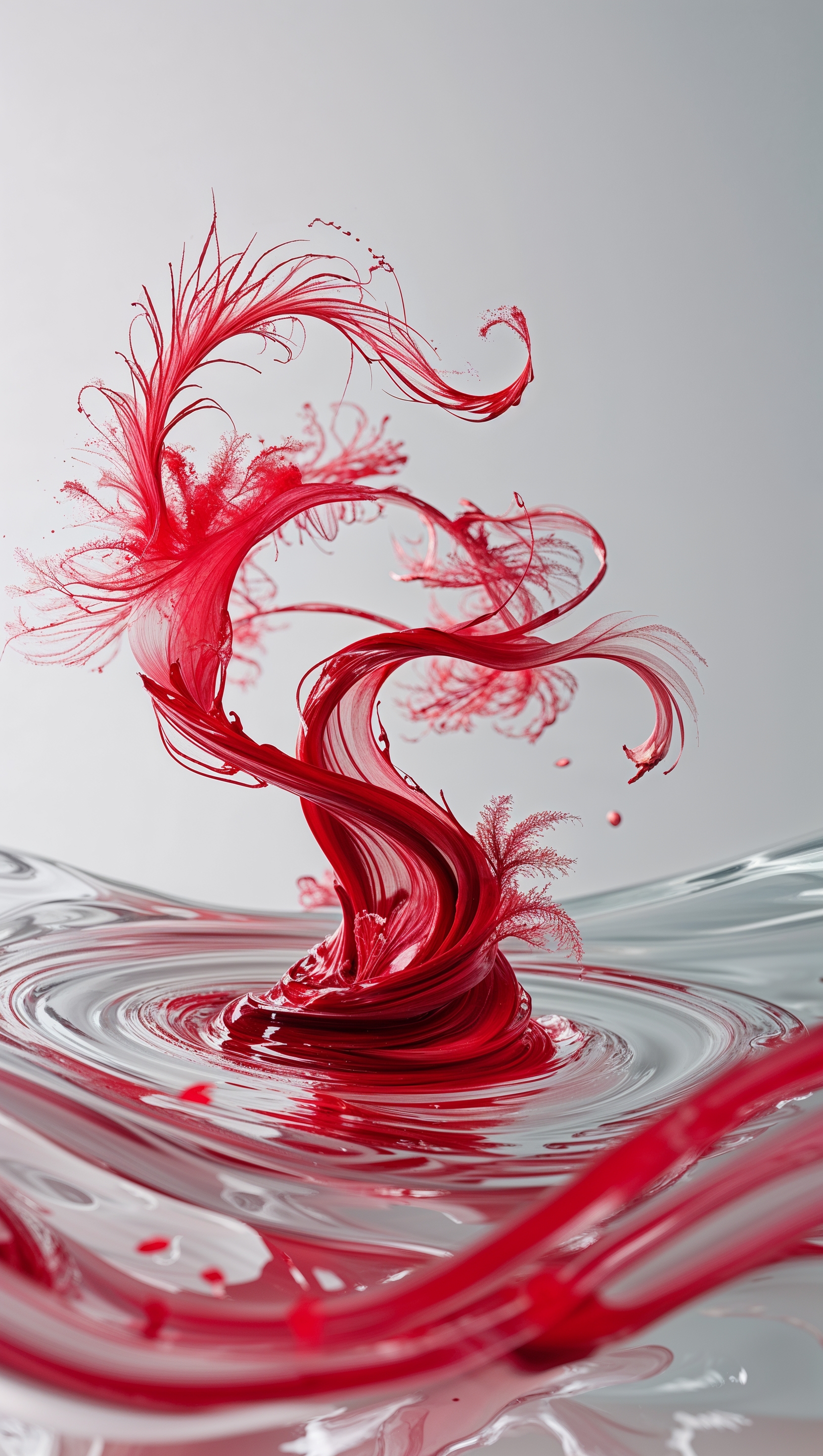 Red ink swirl in water with smooth flow, abstract and artistic