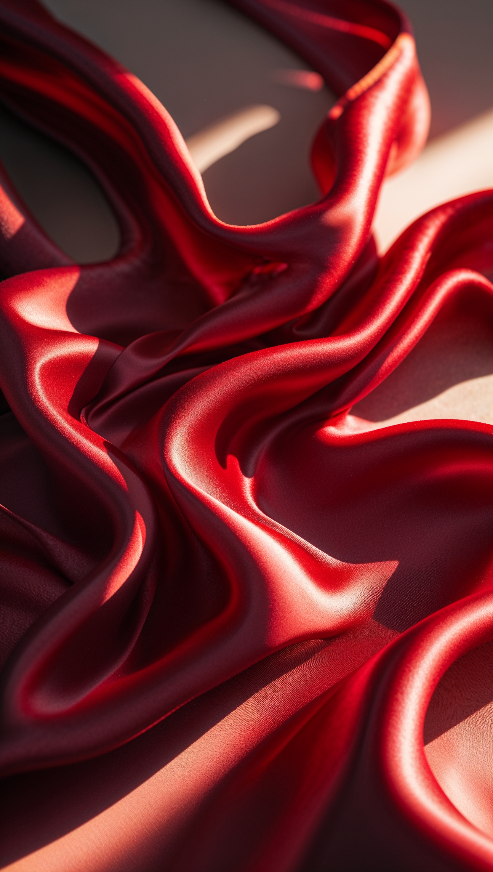 Red silk fabric waves with subtle shadows and lighting
